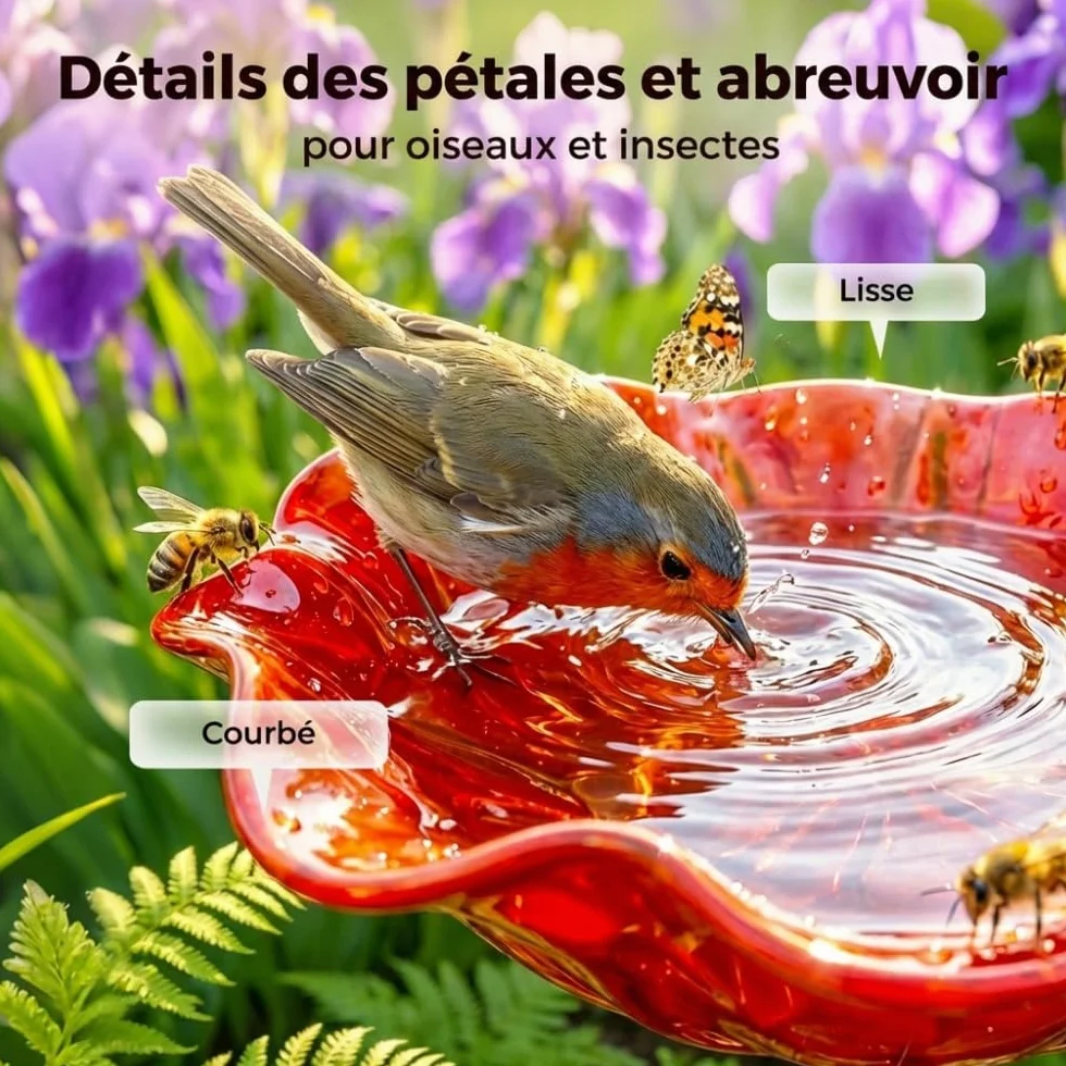 Mangeoire Oiseaux Exterieur Metallic Fonte 60cm 4 Pieces