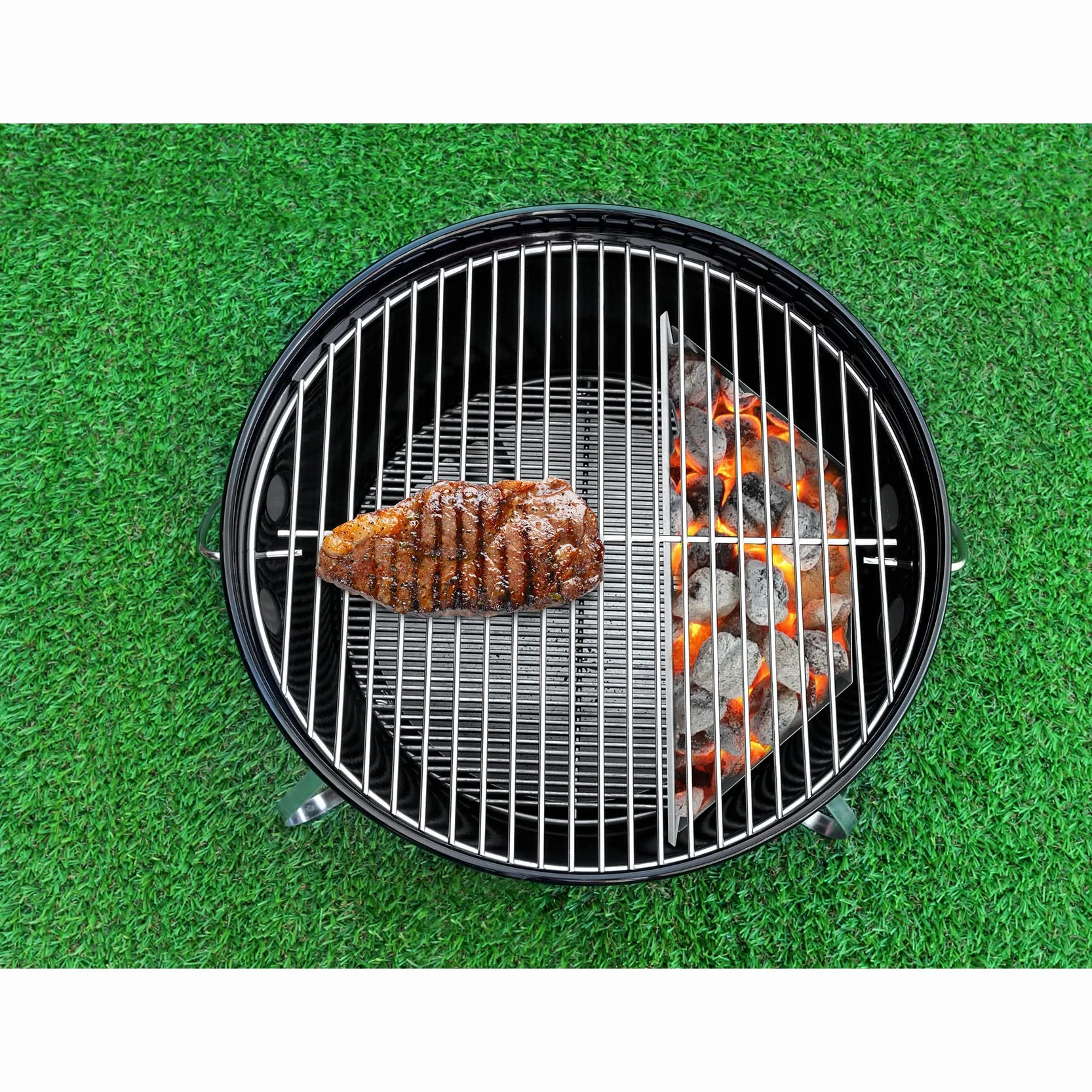 Onlyfire Grand Paniers à Charbon pour Kettle 57-67 cm, Char-Basket Acier Galvanisé pour Barbecue Weber Napoleon 22-26 pouces, 2 pièces