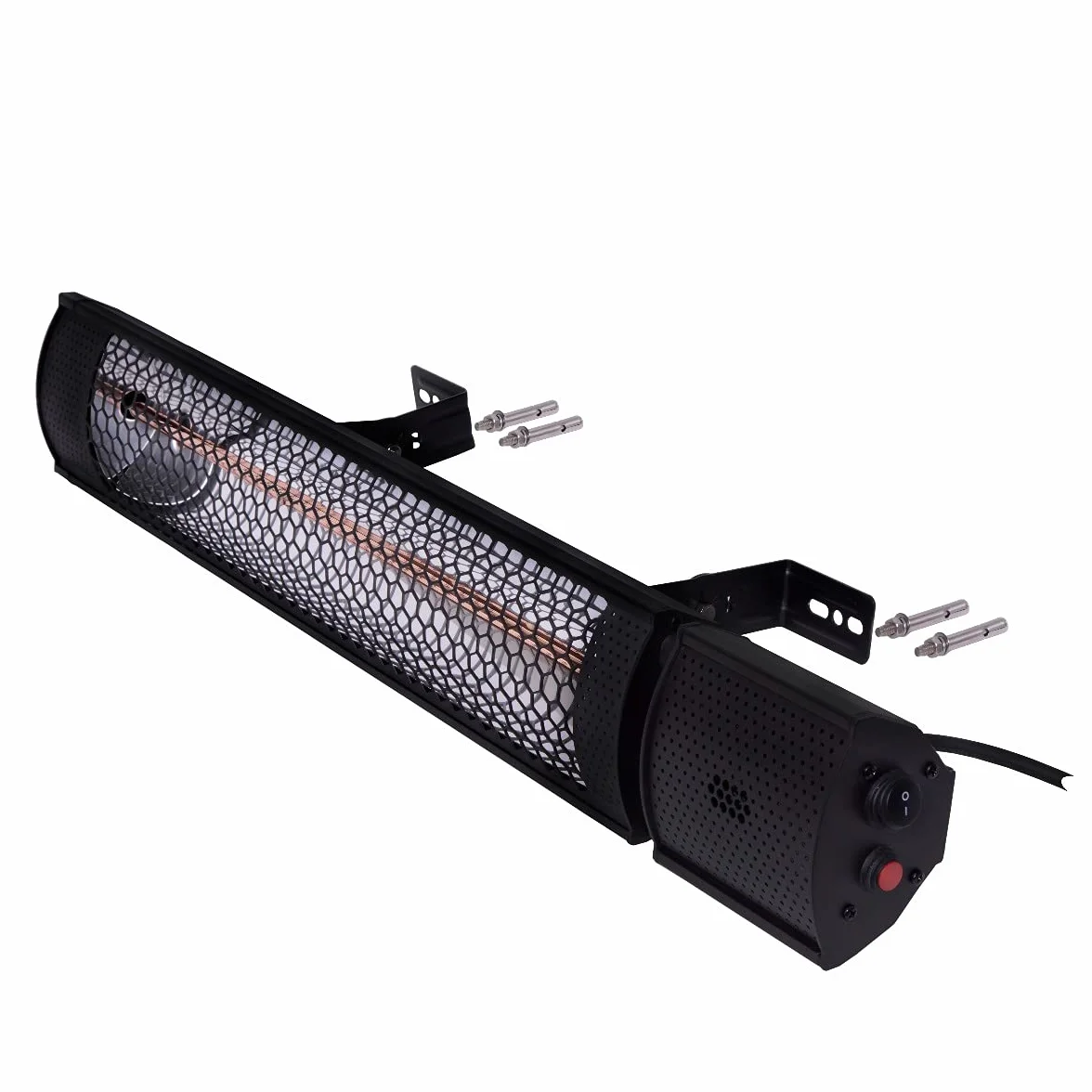 Vonroc Marsili Chauffage Terrasse Extérieur 2000W IP65 Aluminium Noir Mat