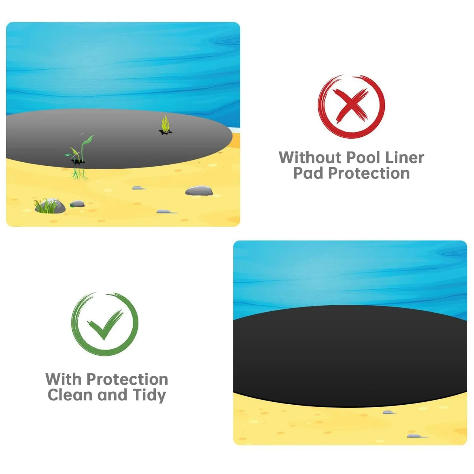 400x400cm Tapis De Sol pour Piscine Hors Sol Rectangulaire, Bâche De Sols Piscines Rectangulaire Épaisse Antidérapant Pliable - Tapis De Protection Piscine pour Spa Extérieur Intérieur