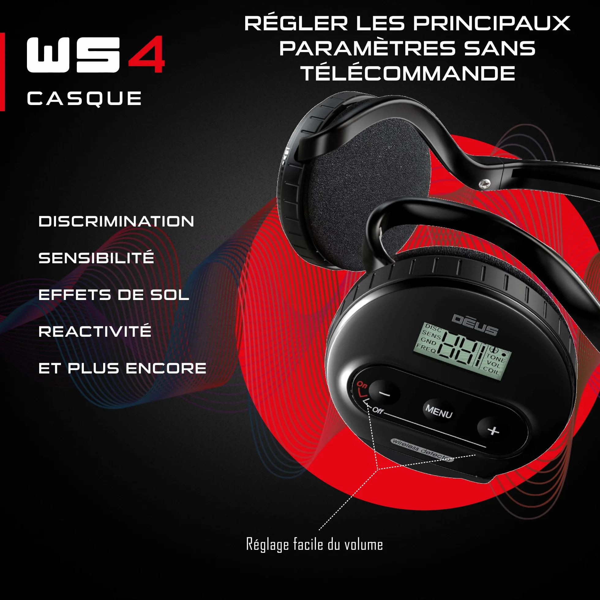 Casque sans-fil XP METAL DETECTORS WS4 pour détecteur de métaux Deus, imperméable, pliable, léger avec module détachable
