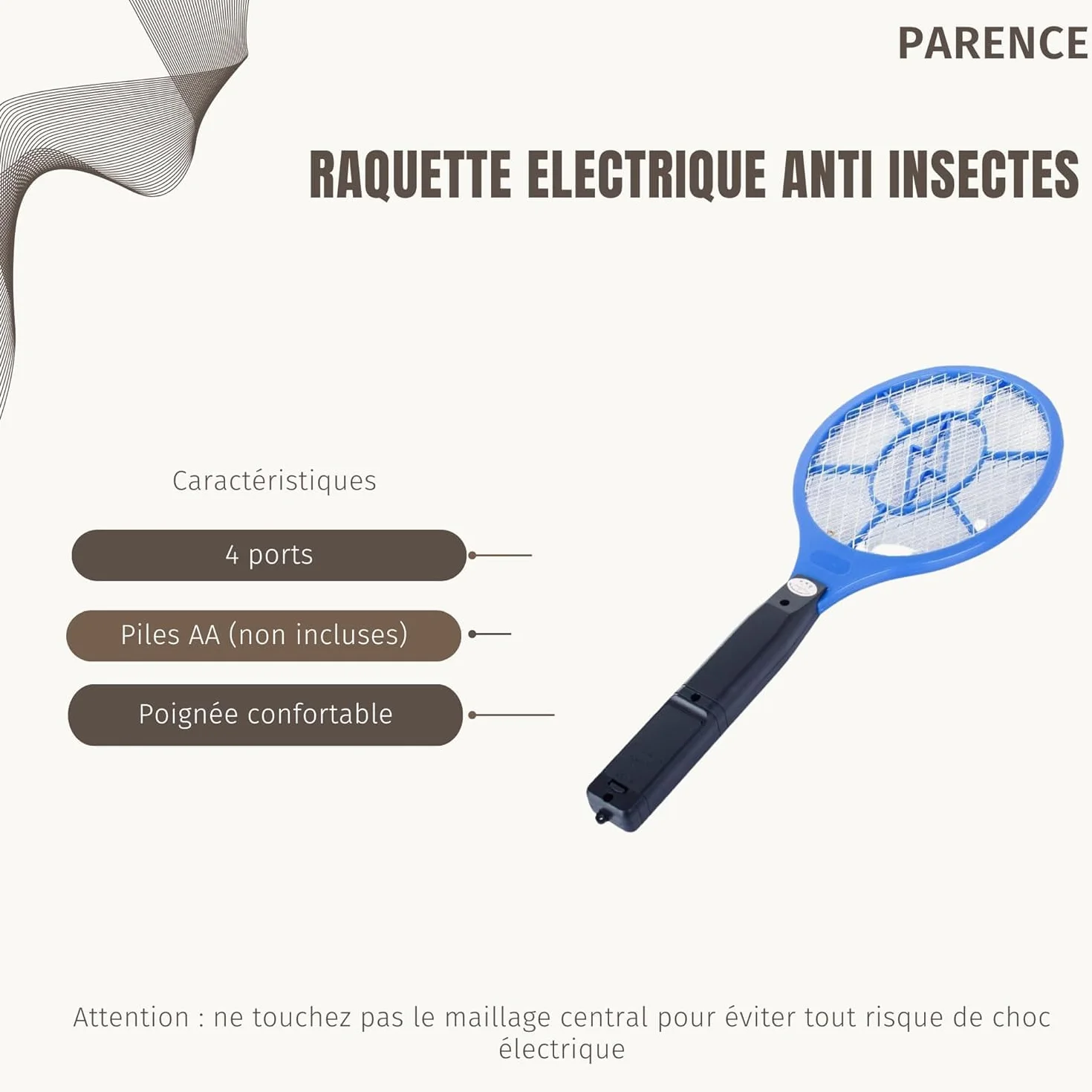 PARENCE. Raquettes Electriques Anti Insectes Lot de 2 - Piles AA