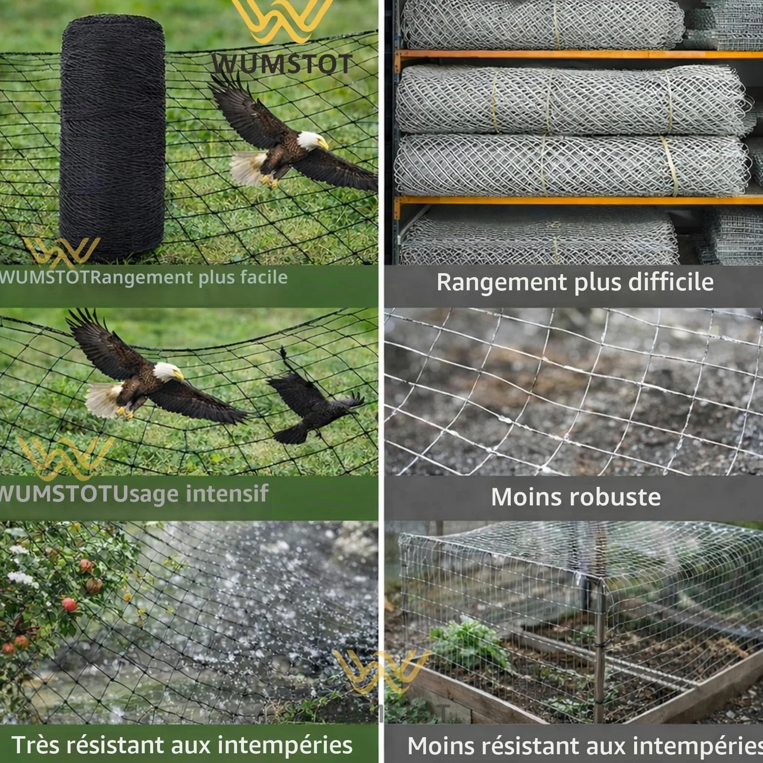 Filet Anti-Oiseaux en polyéthylène 4×10 m – Filet de Protection Jardin pour Arbres fruitiers, potagers, arbustes à Baies et Balcon, Maillage 1,5 cm