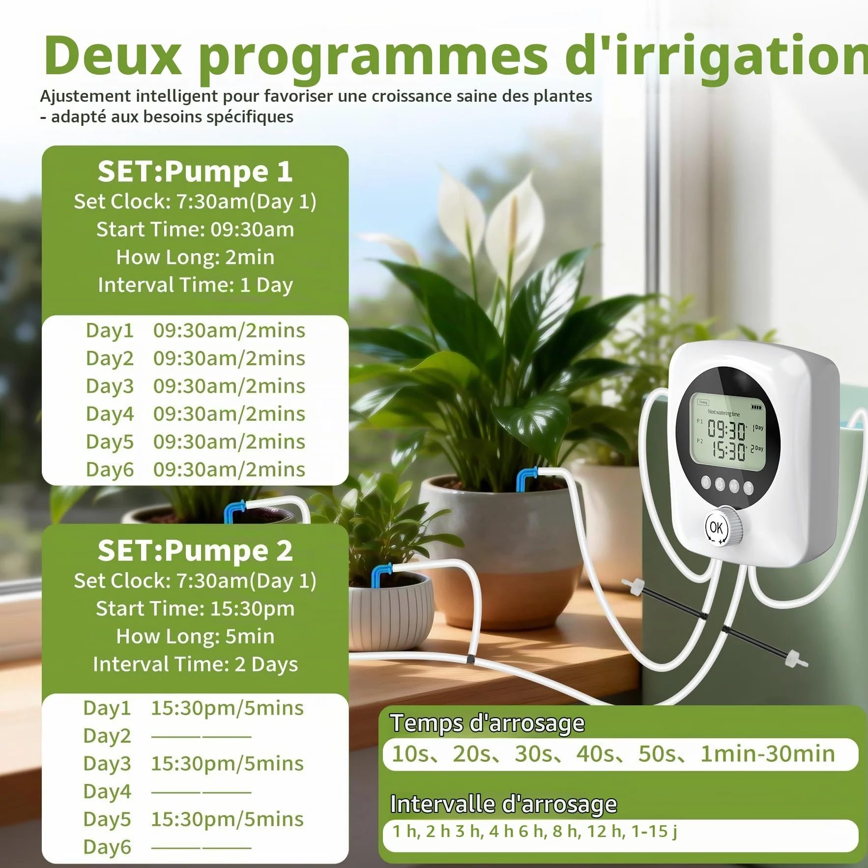 Forever Speed Système Arrosage Automatique D'intérieur avec Double Pompe pour 30 Plantes en Pot, 4400 mAh Goutte à Goutte Rechargeable Système D'irrigation pour Interieur, Balcons