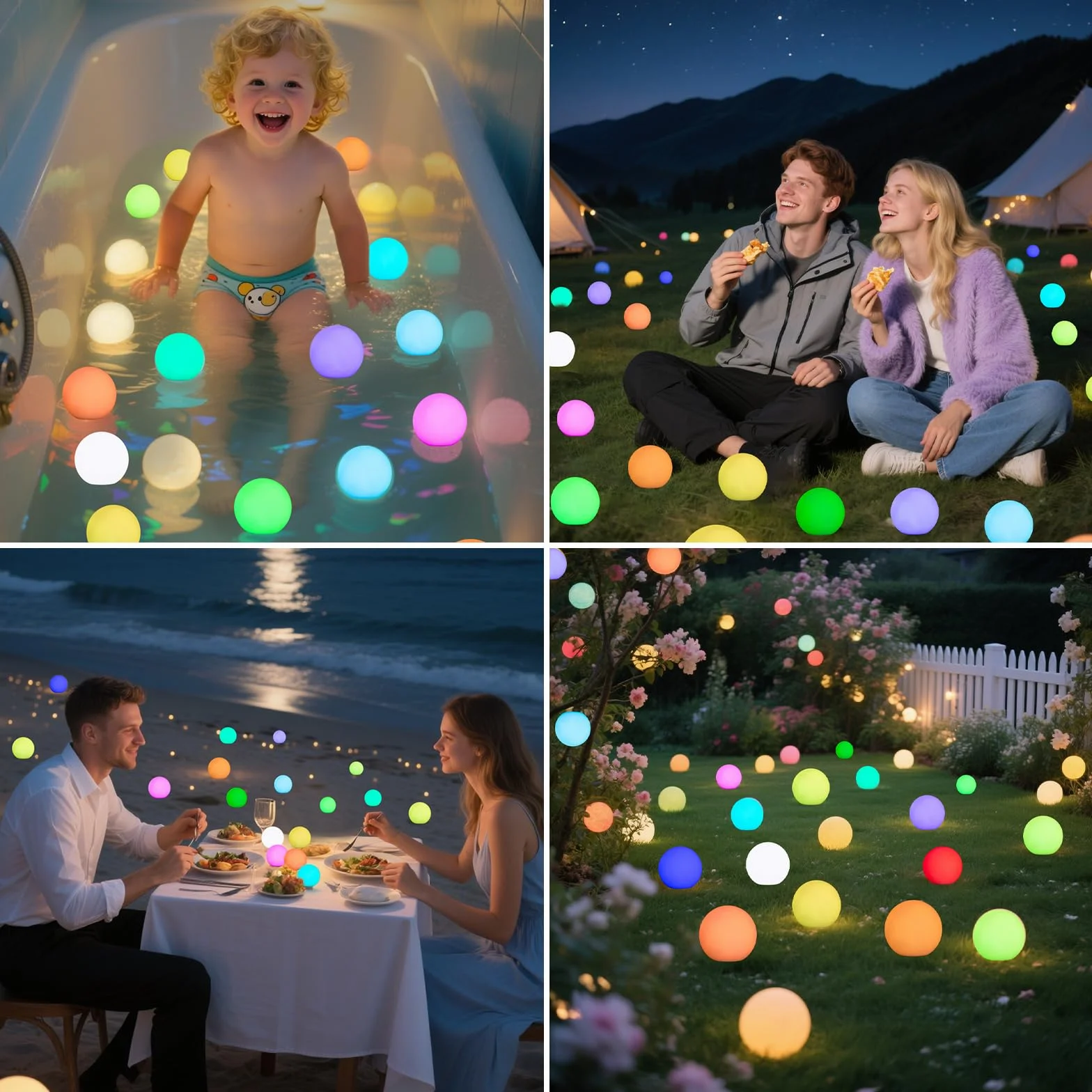 Lumière Piscine Flottante LED IP68 Imperméable avec Télécommande, 16 RGB Changement de Couleur Lampe Piscine
