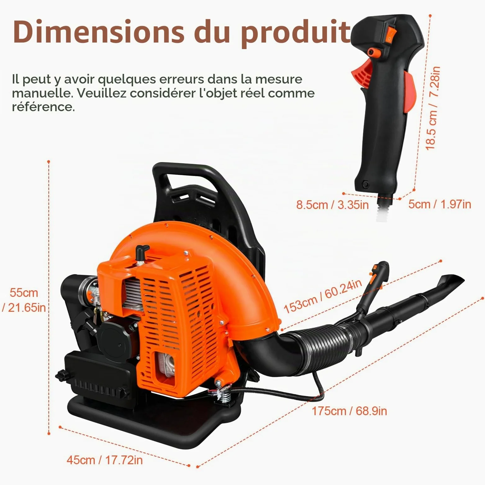 63cc Souffleur de Feuilles à Essence, Style Sac à Dos, ASUNCELL Vitesse de Soufflerie, Souffleur de Feuilles de Carburant sans Fil pour Patios, Gardens