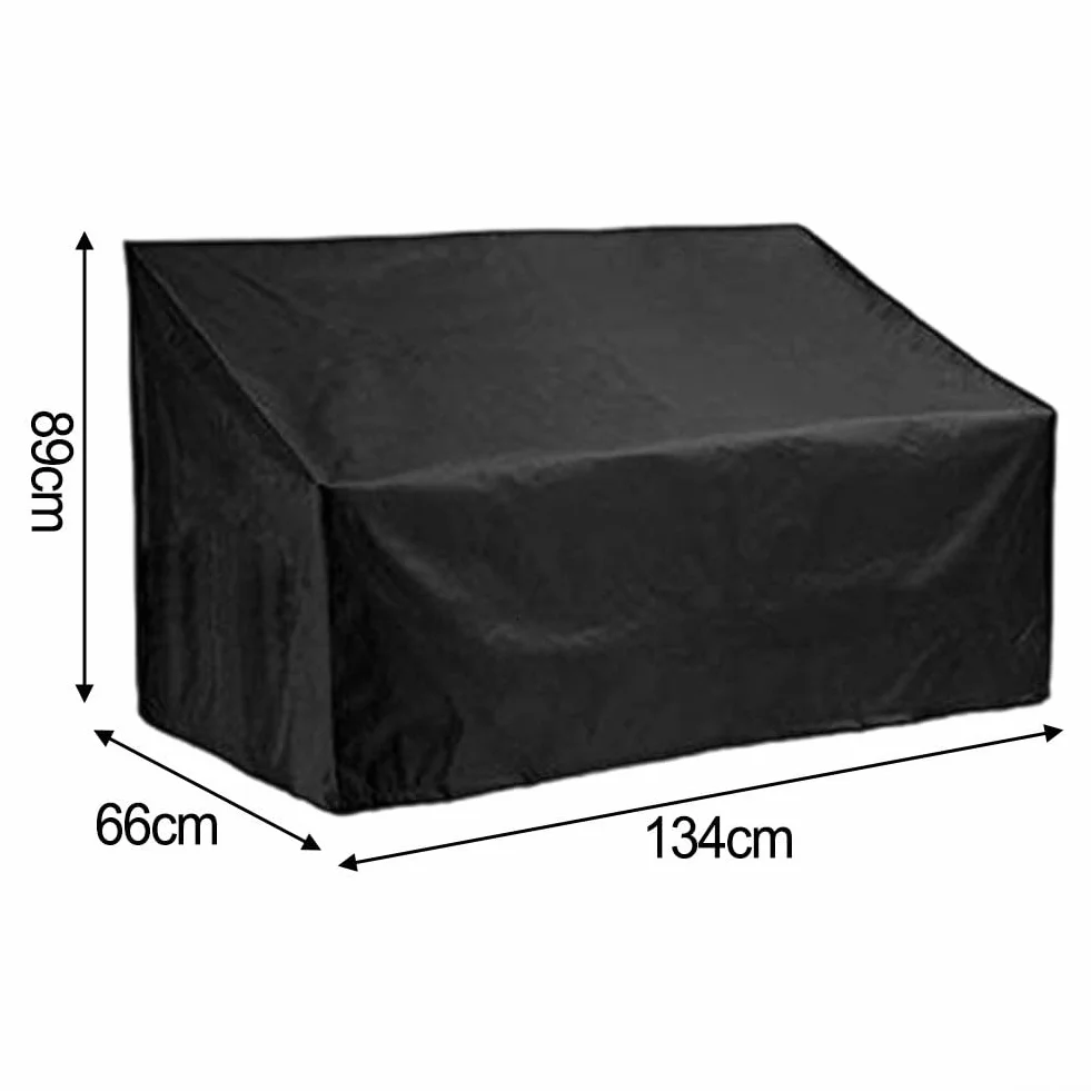 Housse de banc de jardin imperméable Oxford 420D anti-UV noir 134x66x89 cm
