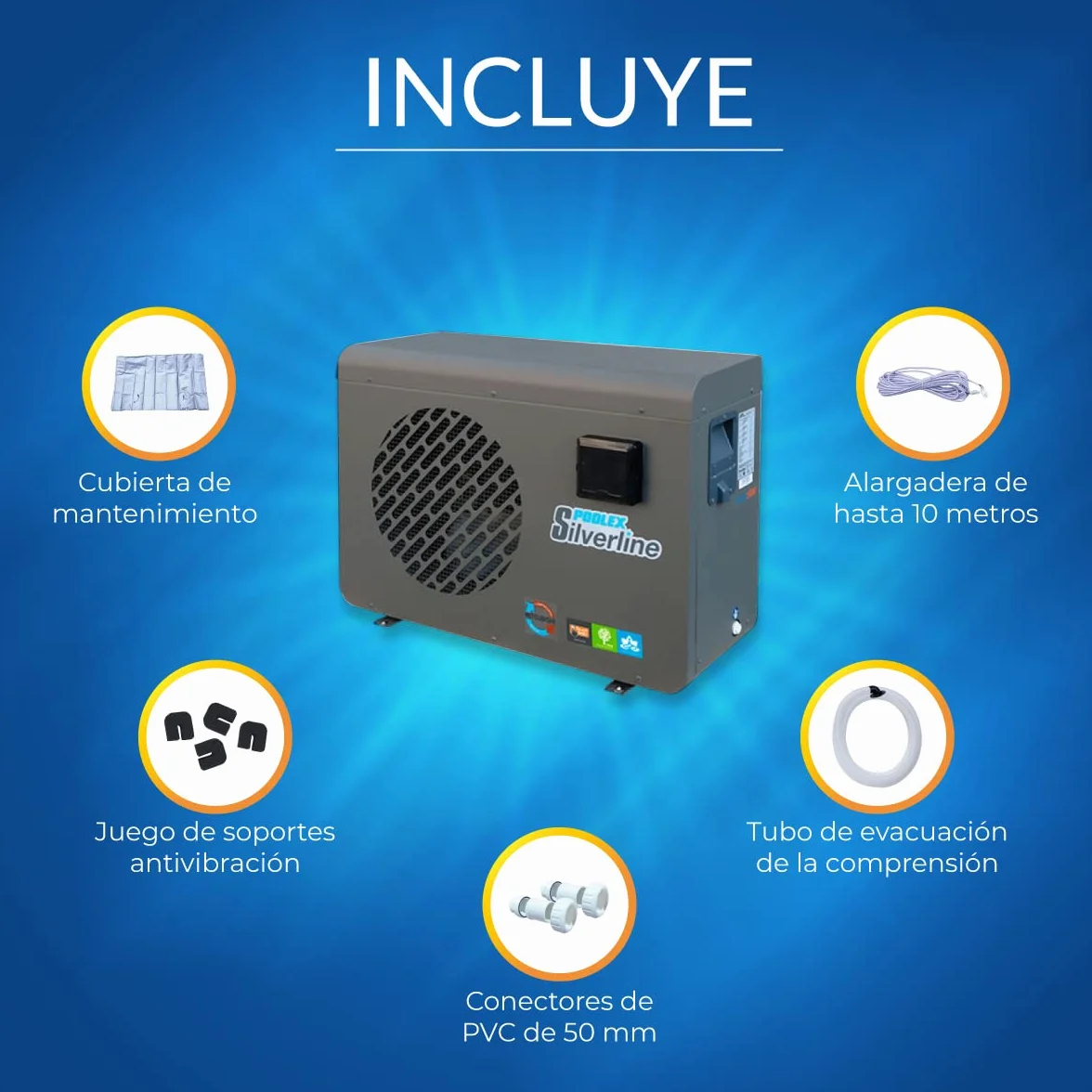 POOLEX Pompe à Chaleur Piscine PC-SLP055 Silverline 55 5.5kW 20-30m3 Silencieuse