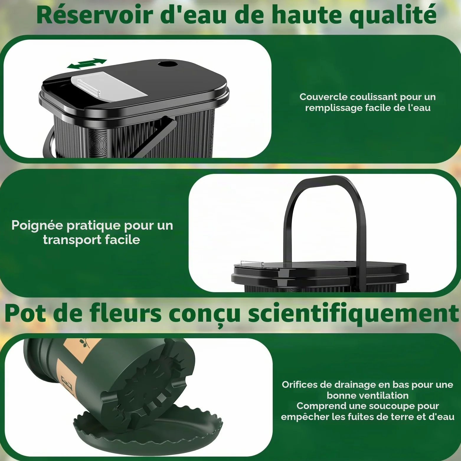 Kit d'Arrosage Automatique Solaire, Système Goutte à Goutte 15m | Avec Tuyau, Seau et 10 Pots de Fleurs, Programmateur Automatique pour Vacances, Balcon et Plantes en Pot