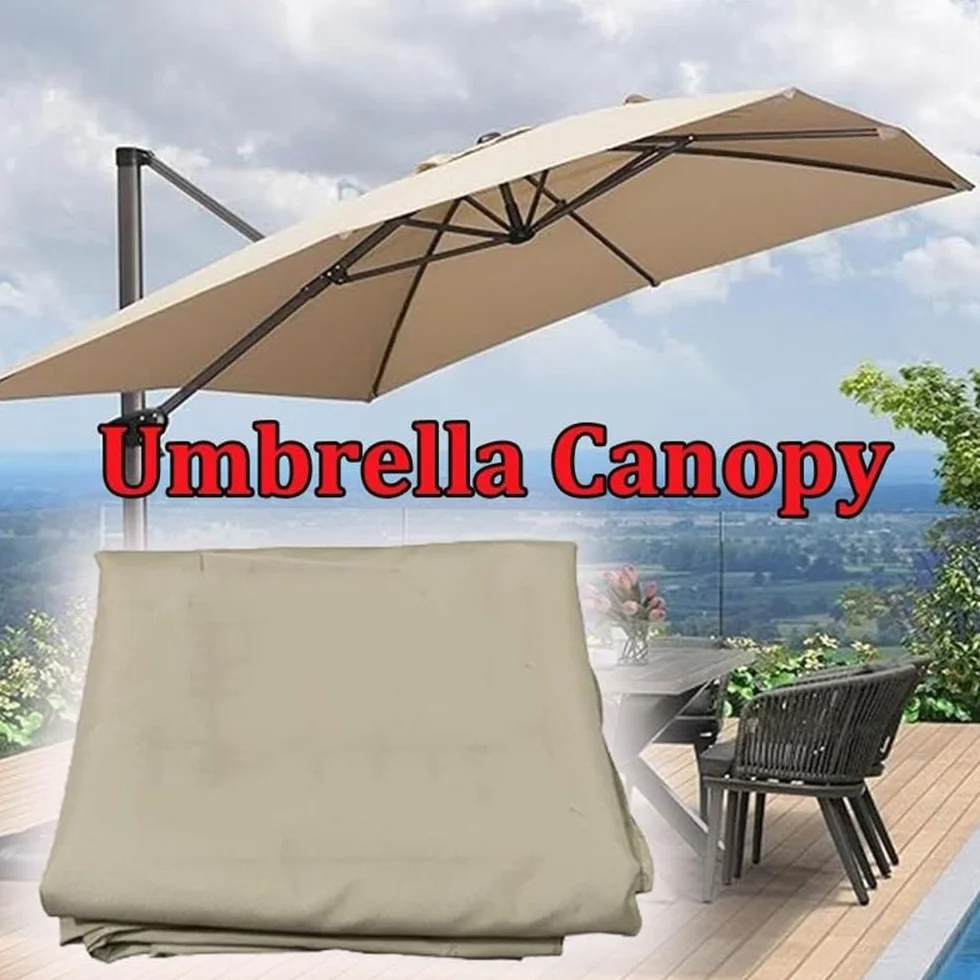 Auvent De Rechange Parasol Déporté 8 Baleines Toile De Jardin Extérieur 3x3m Burgundy