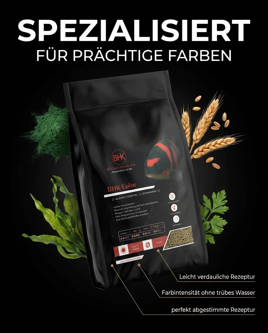 Nourriture pour carpes koï Color 1,2 kg - Granulés flottants 3 mm - Avec spiruline et huile de saumon