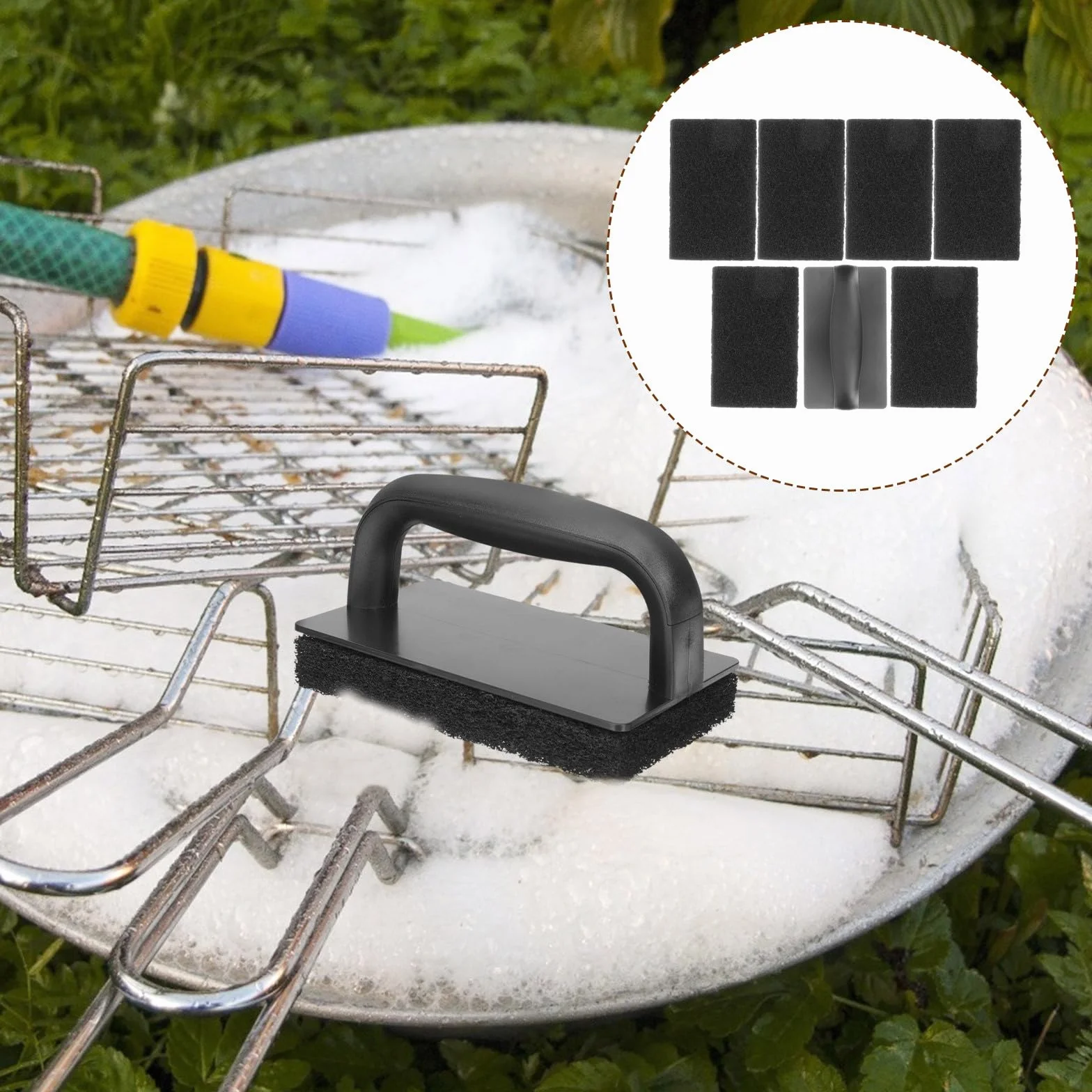 Set de Brosses Cuisine Noires PP pour Nettoyage Barbecue et Plancha