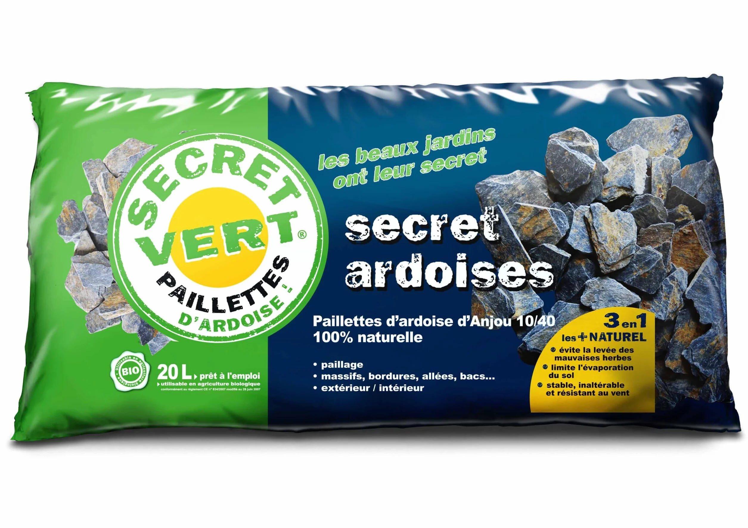 Paillis Ardoise Bleu Ambré 10/40 20kg Anti Mauvaises Herbes Rétention Chaleur Intérieur Extérieur