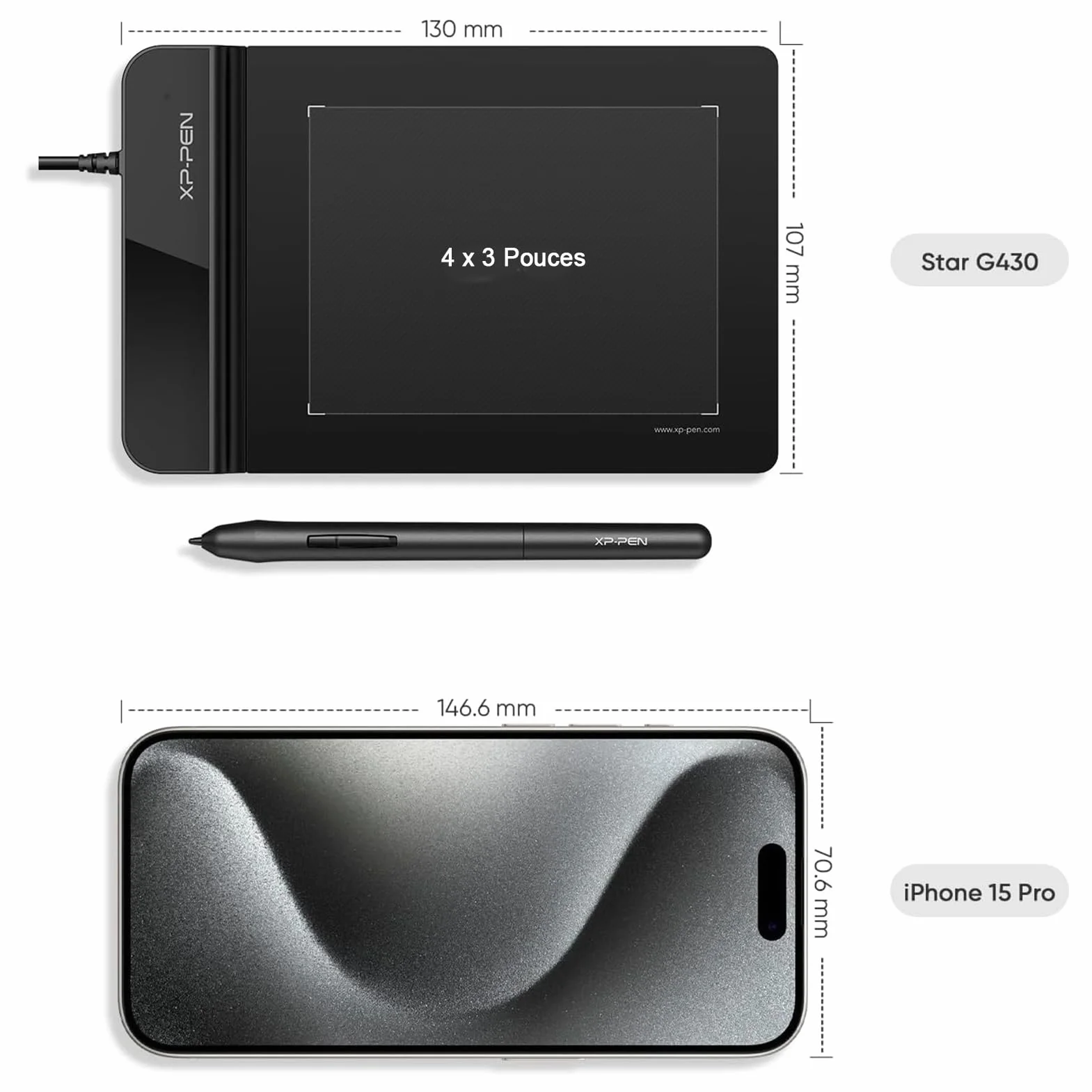 XP-Pen G430S Tablette Graphique 4x3 Pouces Stylet 8192 Niveaux
