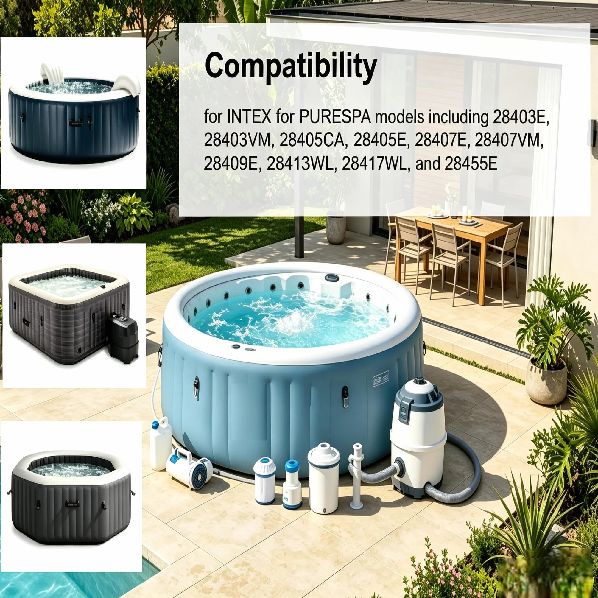 PURESPA Kit d'adaptateur tuyau gonflage spa Intex 28403E 28403VM 28405CA 28405E 28407E 28407VM