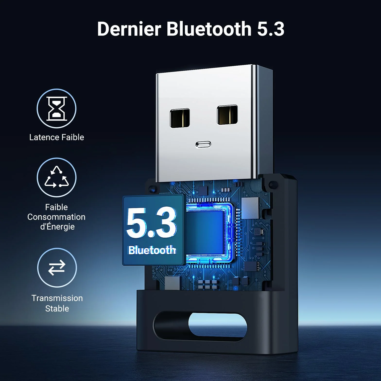 UGREEN Dongle Bluetooth 5.3 USB Clé Faible Latence 20M Portée Windows 11 10 8.1