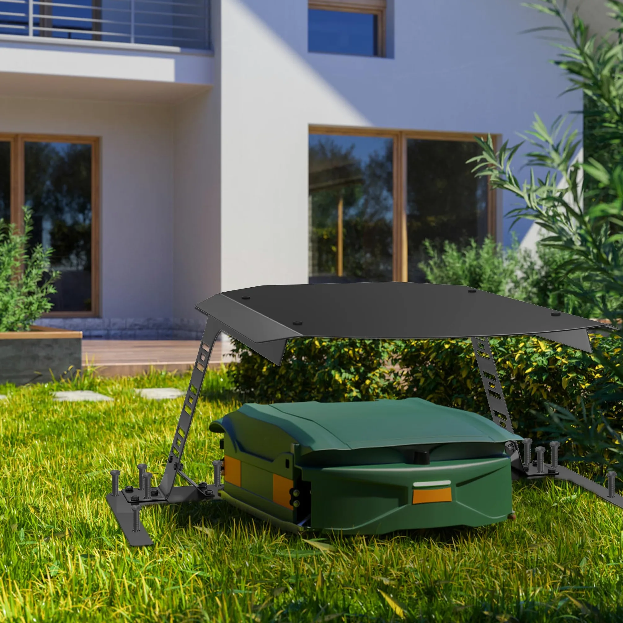 Toit de garage pour tondeuse robot - 94 x 77 x 36 cm - Grand espace - Protection contre la pluie et le soleil - En métal - Résistant aux intempéries - Pour la plupart des robots à gazon