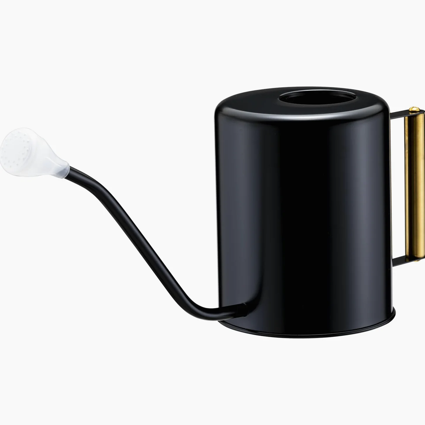 L&H Unico Arrosoir en acier inoxydable de 1,927,8 g à long bec pour arrosage de plantes d'intérieur ou de jardinage extérieur avec 2 becs de pulvérisation amovibles pour fleurs - Noir