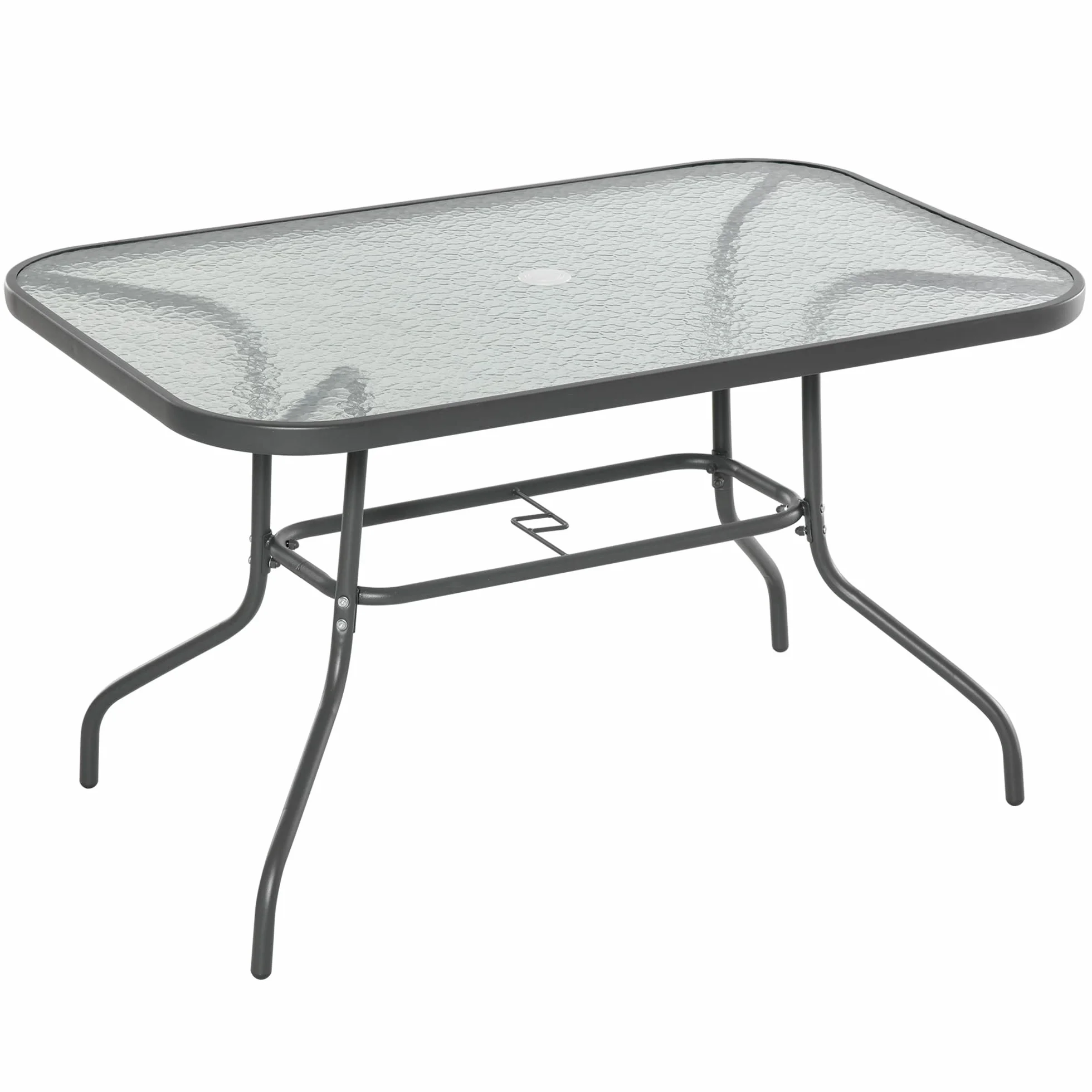 Outsunny Table de Jardin rectangulaire 120x80x70 cm métal époxy Gris Verre trempé