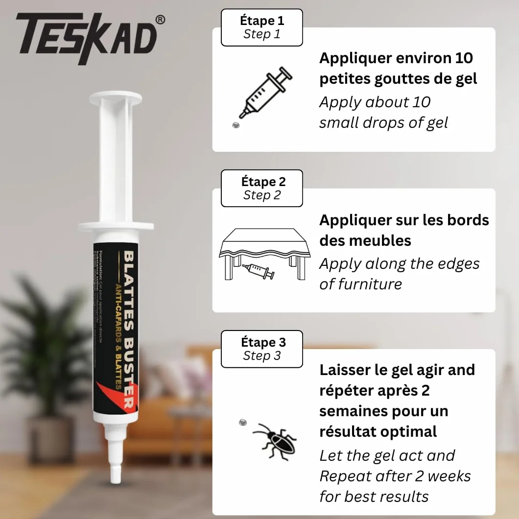 Blattes Buster Gel Anti-Cafards 10g Professionnel – Insecticide Appât Puissant Élimine Cafards et Blattes Protection Longue Durée Intérieur
