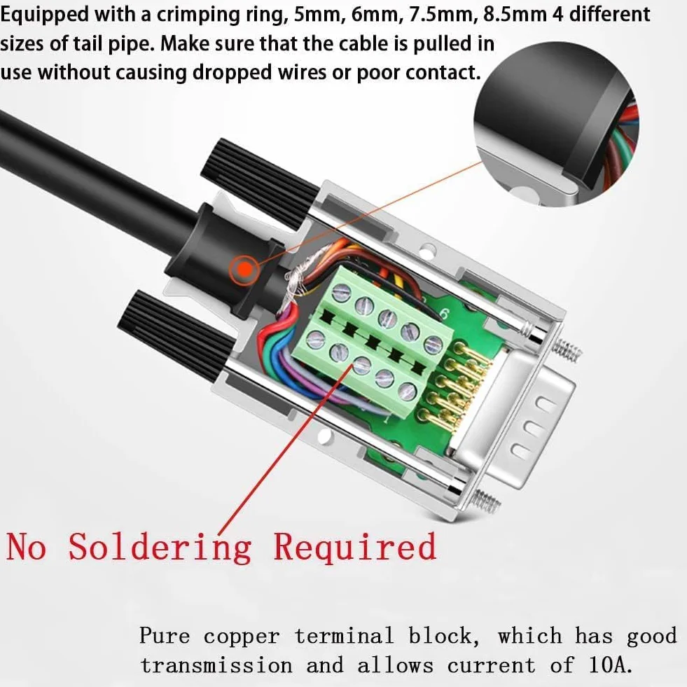 PENGLIN Connecteur Femelle DB9 sans Soudure, Coquille Métal 9 Broches RS232 D-SUB Adaptateur Série