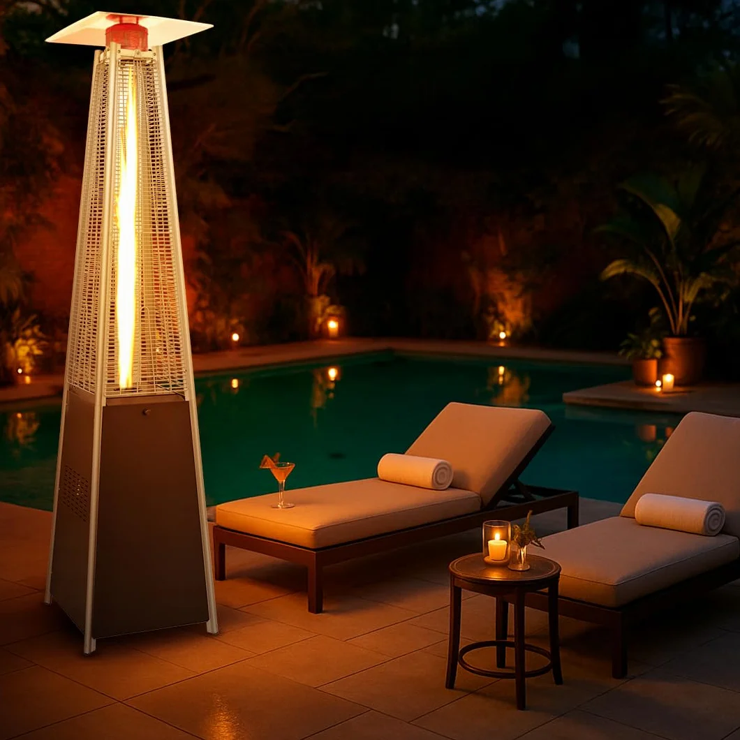 BU-KO Chauffage au Gaz Pyramide 13kW Acier Inoxydable Extérieur Jardin