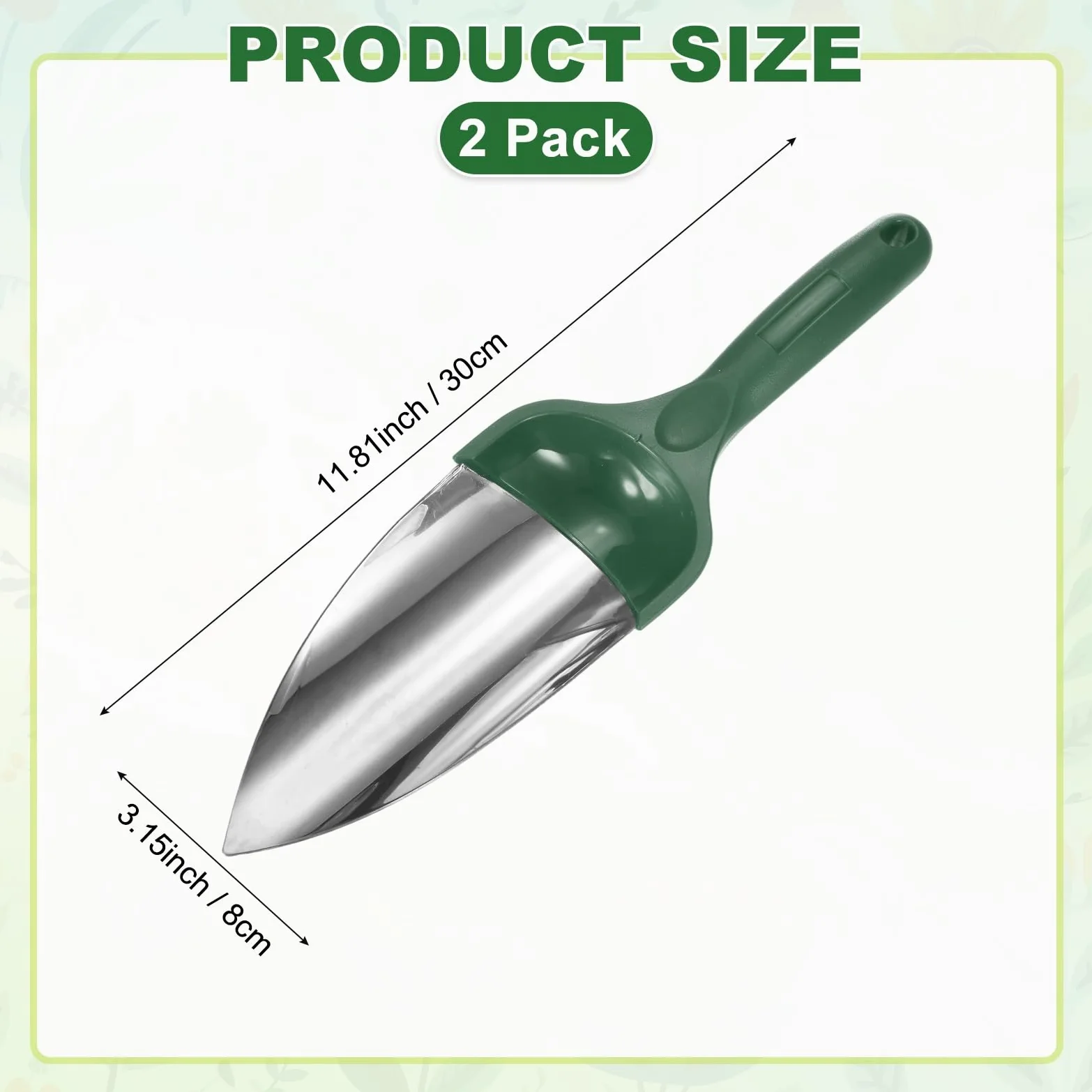 M METERXITY 2-Pack Pelle De Jardin Petite Pelle, 30cm/11.81 inch Outils De Jardinage en Acier Inoxydable pour Creuser, Transplanter, Ameublir Le Sol Et Planter, Manche Ergonomique [Vert]