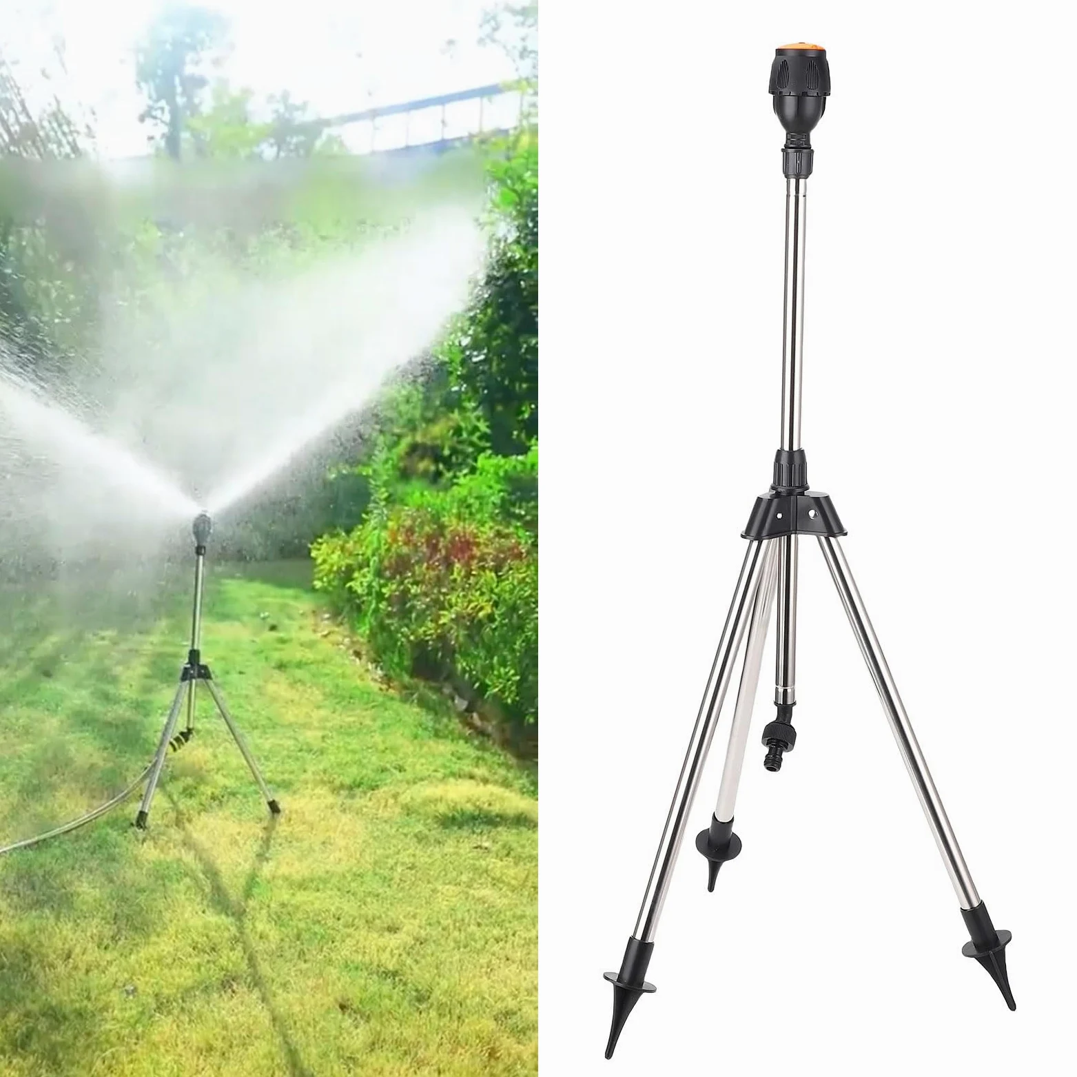 Arroseur à trépied Rotatif, arroseur Automatique Rotatif à 360 degrés, arroseurs télescopique à Hauteur réglable pour Les pelouses, Les Jardins et Les Cours de Grande Taille