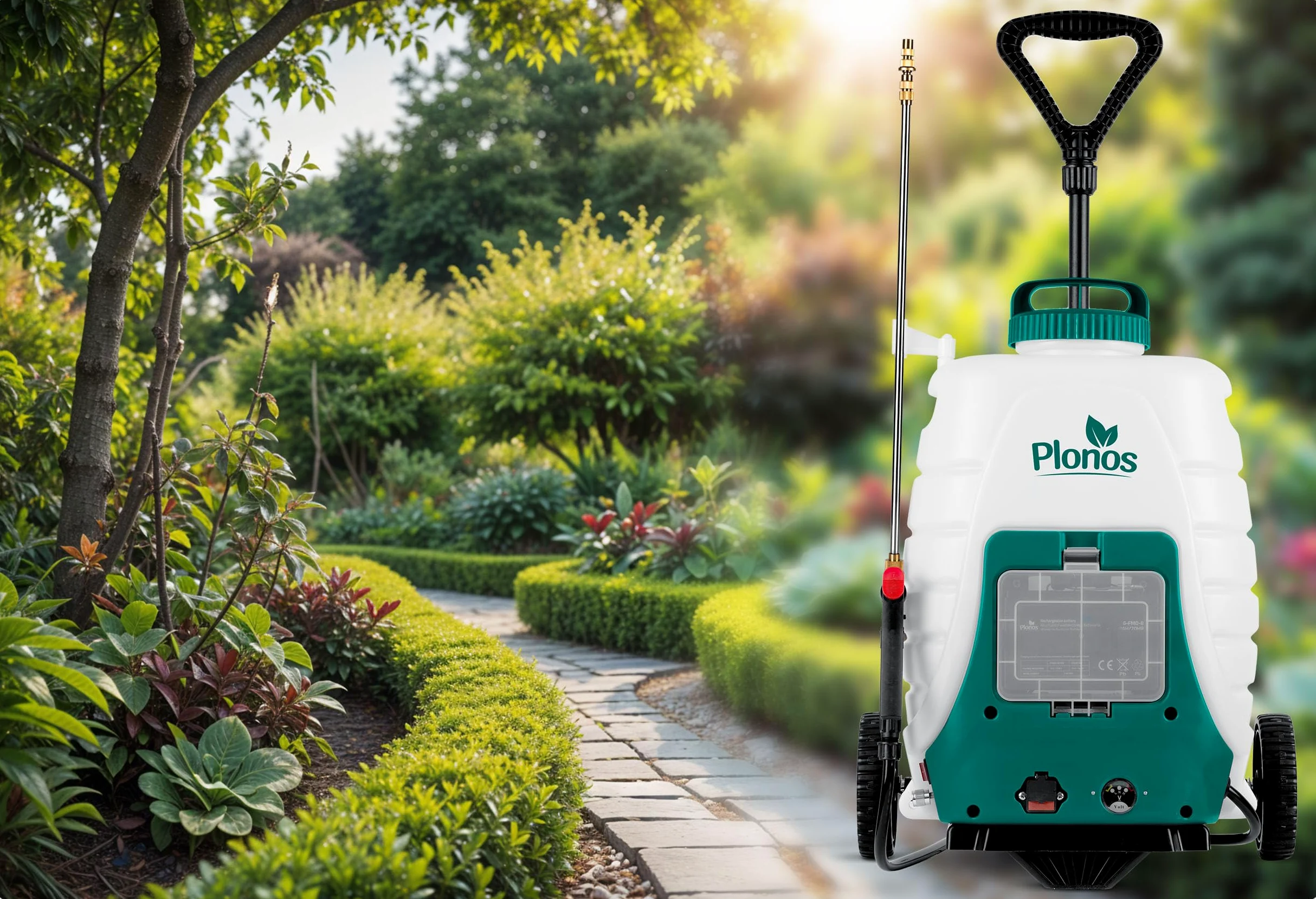 Pulvérisateur à Pression Rechargeable avec Chariot Capacité 18 L Rechargeable 8 Ah Lance 4 Buse 9 Buses Amovibles