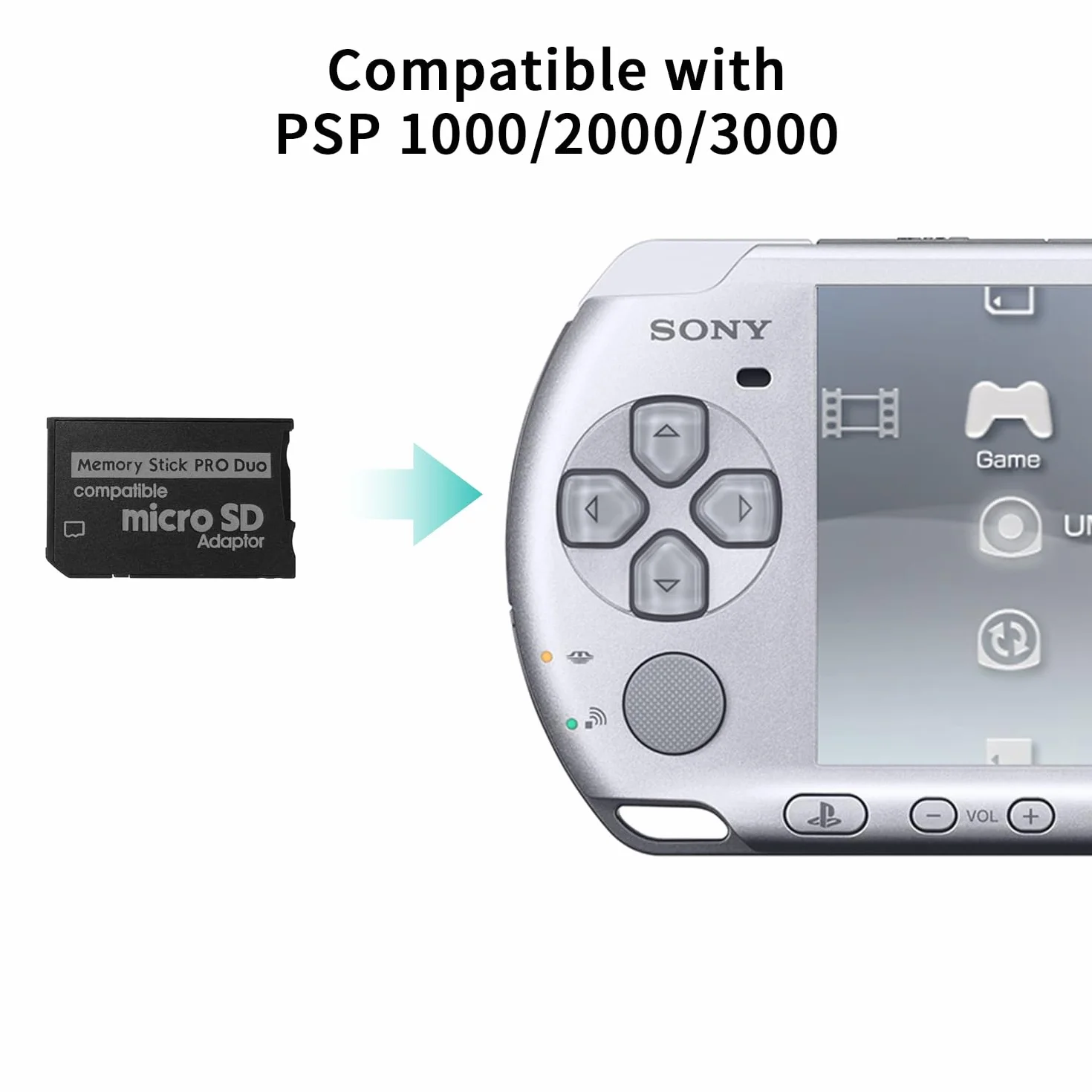 Adaptateur Micro SD vers Memory Stick Pro Duo Compatible PSP Sony Appareil Photo Handycam Jusqu'à 128 Go