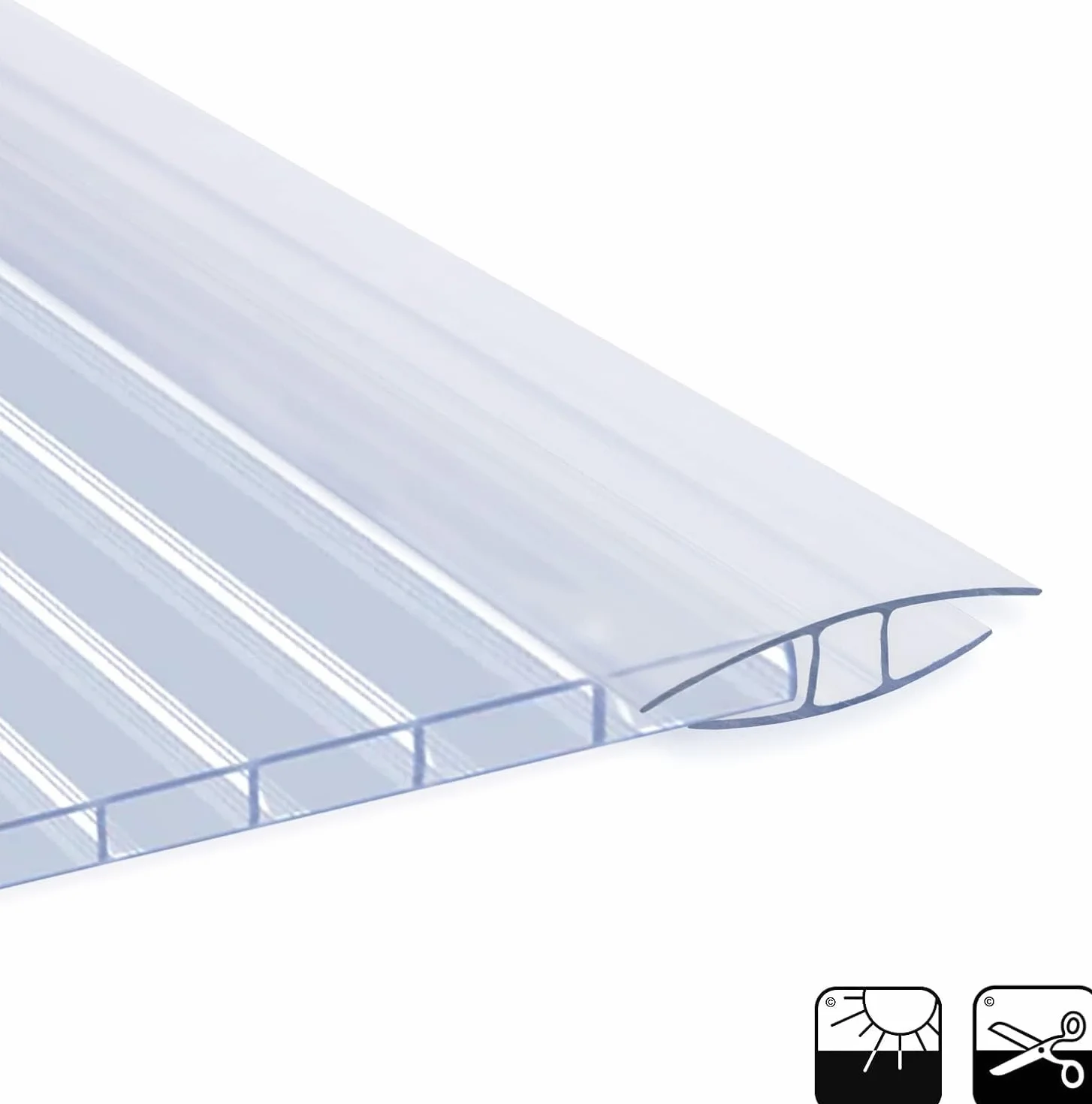 Plaques alvéolaires PVC translucide pour serre jardin véranda résistant UV étanche kit 14 plaques connecteurs 60,5 x 121 cm épaisseur 4 mm