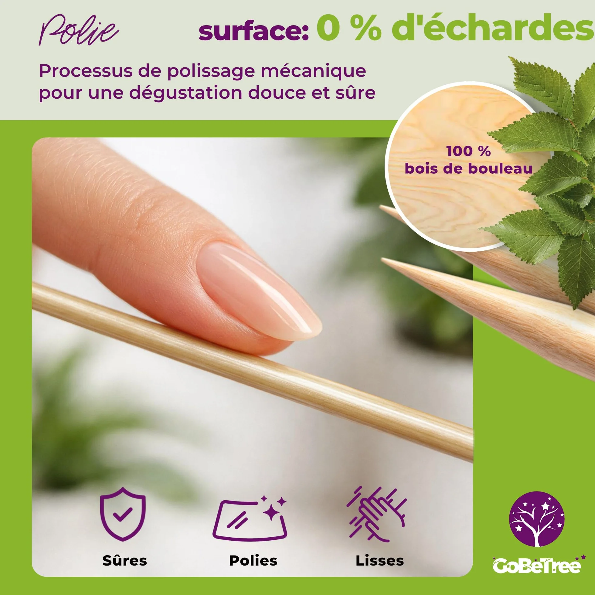 Piques à Brochette en Bois de Bouleau 15 cm x 2,5 mm Extra Résistants pour Barbecue