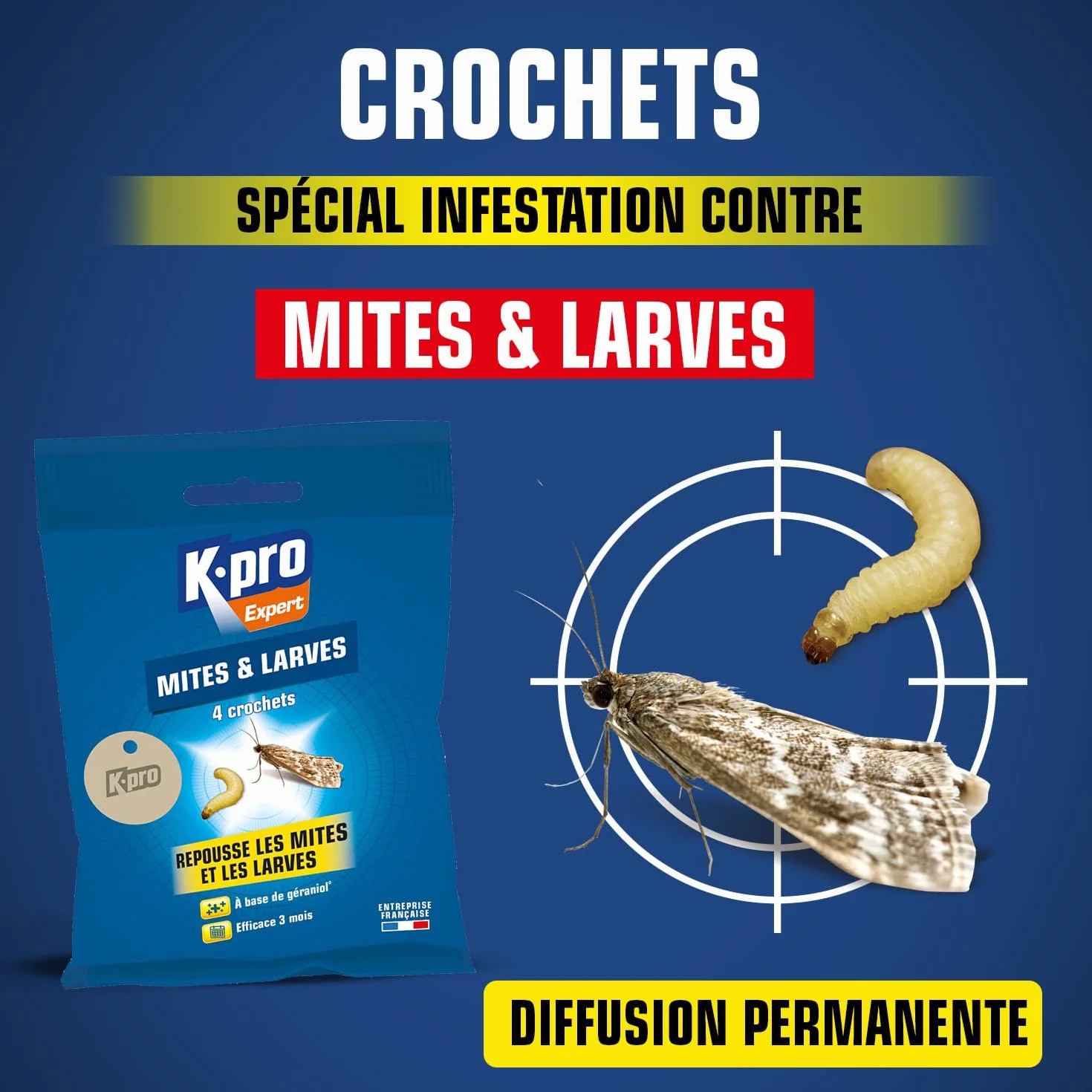 Crochets Antimites Vestimentaires K.PRO 4 Crochets Protection 3 Mois