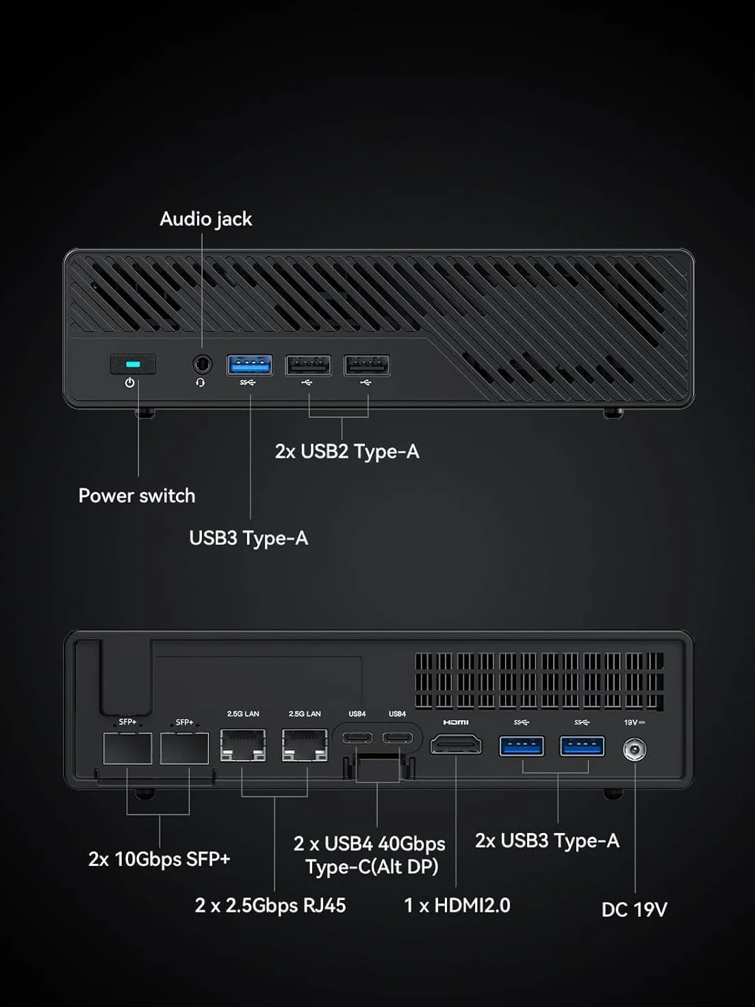 MINIS FORUM MS-01 Mini Workstation Core i5-12600H Mini PC vPro 10Gbps SFP+ 2.5G RJ45 USB4 PCIe4.0x16 M.2 2280 U.2 SSD