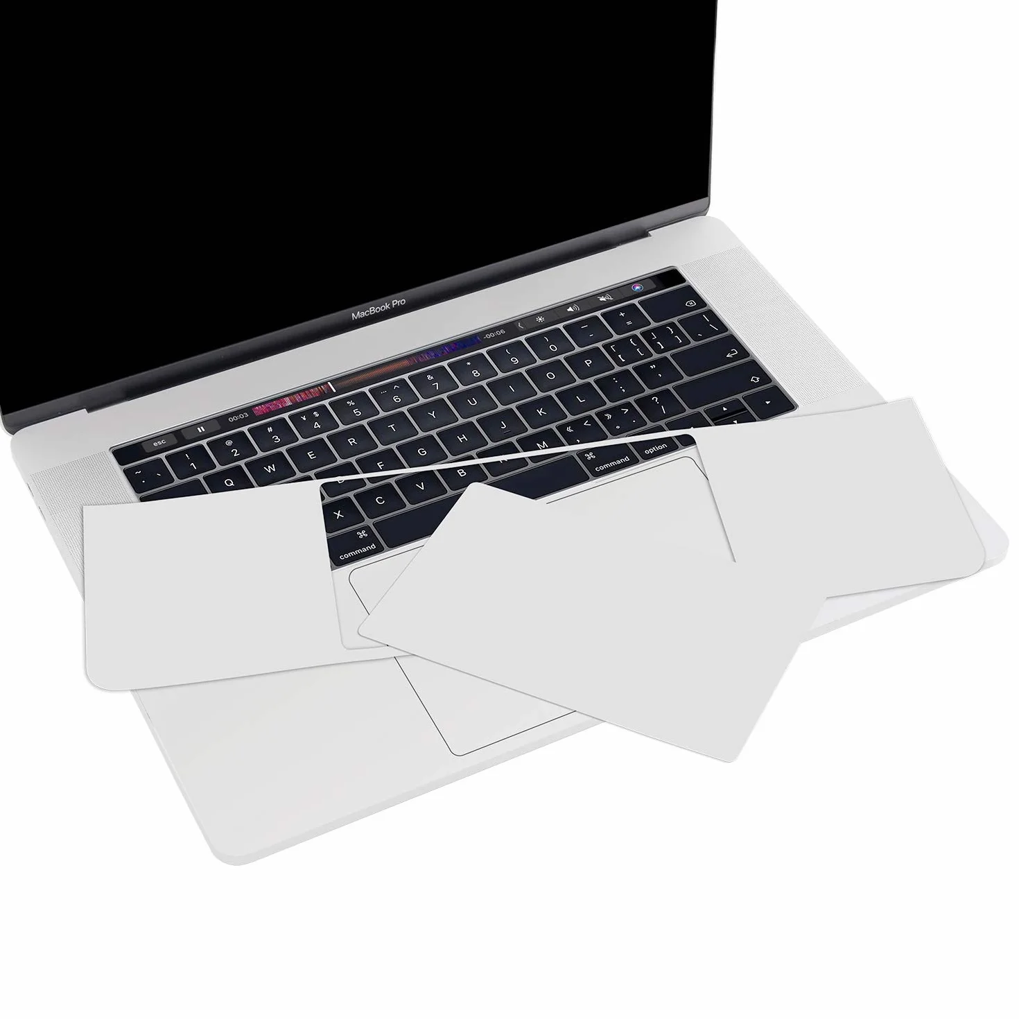 LENTION Repose-Poignets Coque Peau avec Trackpad Protecteur pour MacBook Pro 15 pouces 2016-2019 Thunderbolt 3 Argent
