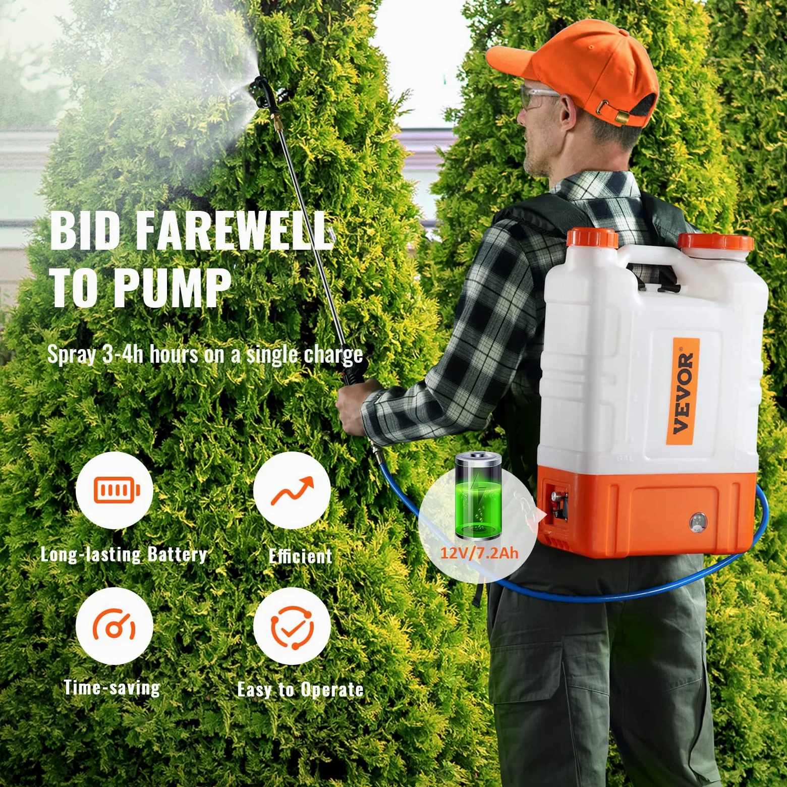 VEVOR Pulvérisateur à Dos avec Chariot, Pression réglable 0-94 PSI, réservoir 15 L sur Roues, avec 8 Buses, 2 Baguettes, Couvercle à Large Ouverture pour Jardin, désherbage, pulvérisation, Nettoyage