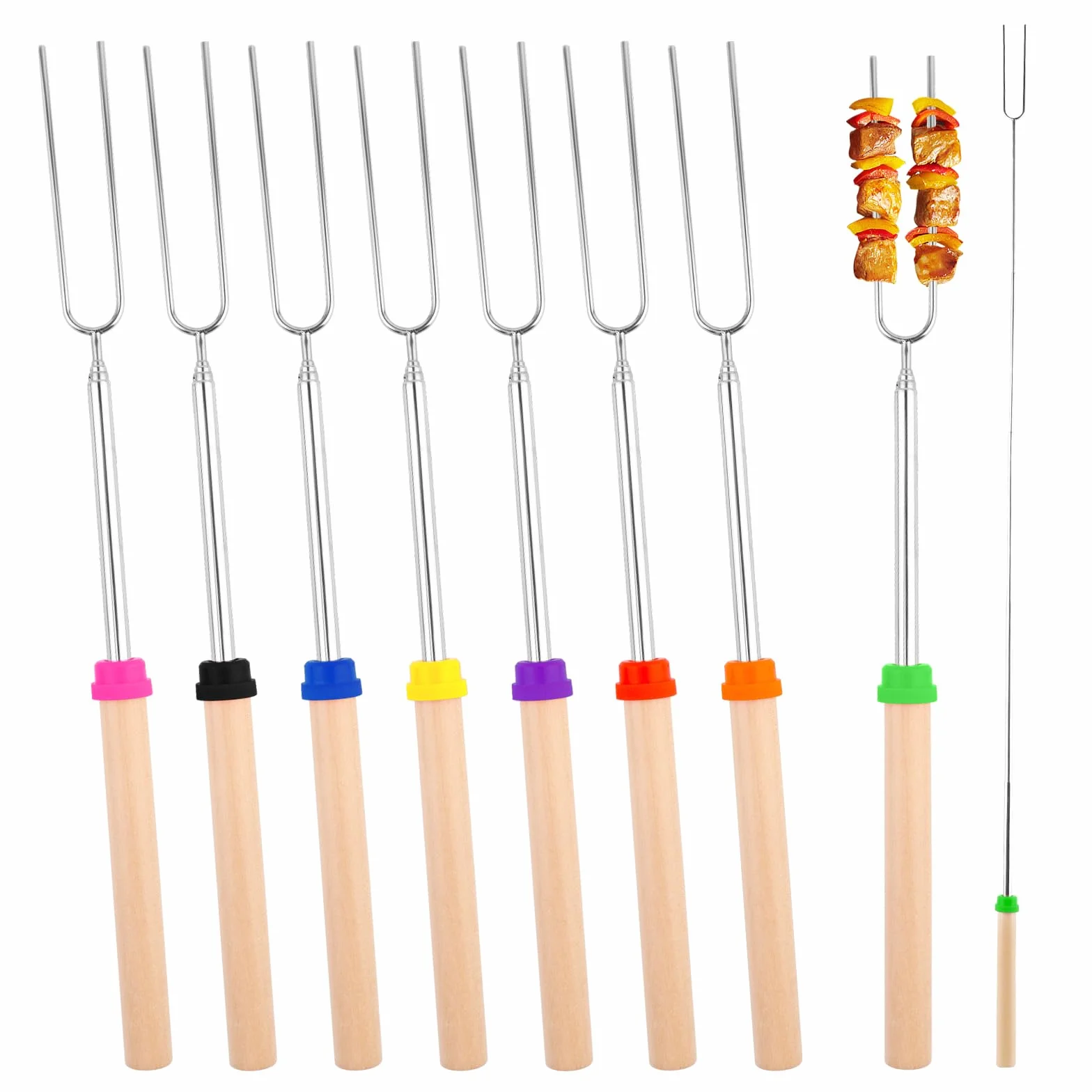Brochettes Télescopiques en Acier Inoxydable pour BBQ, Marshmallow, Camping – Accessoire Barbecue