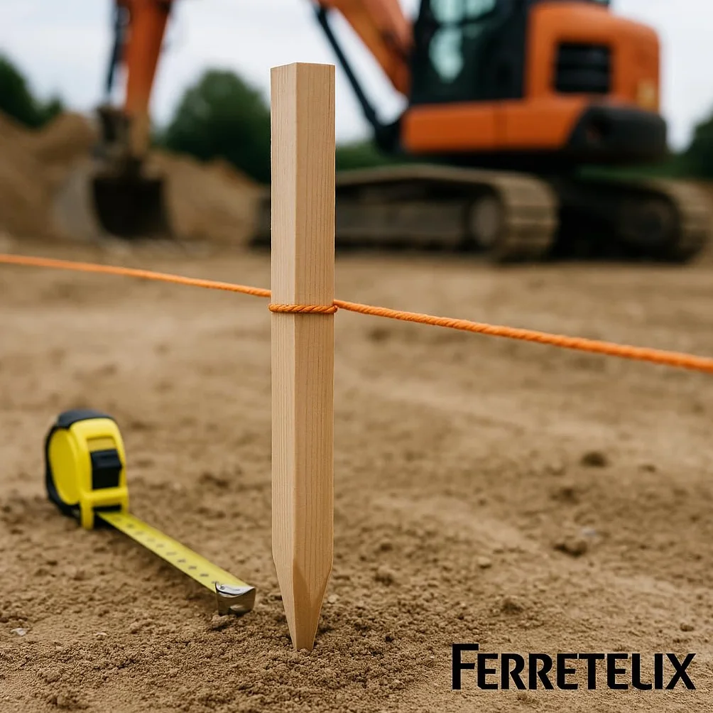 FERRETELIX® Lot de 50 piquets en bois 60 cm de long 3 x 3 cm