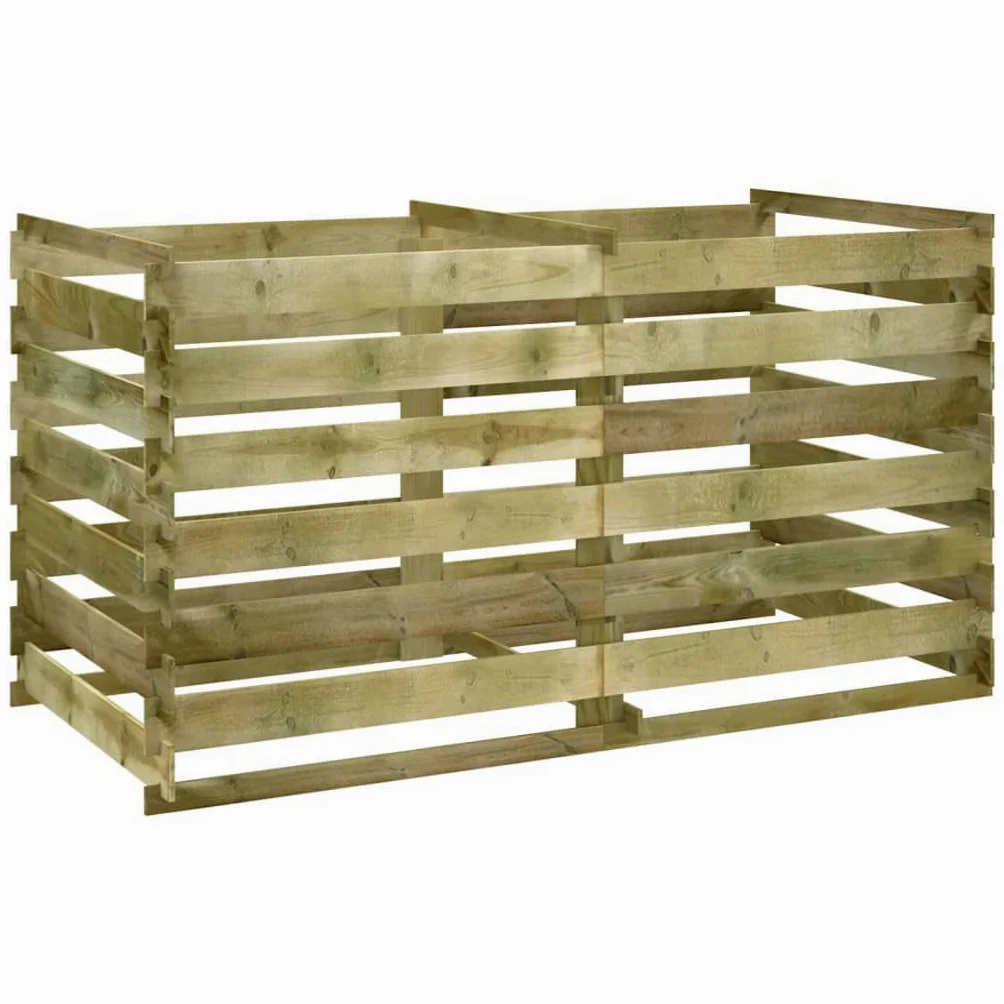 Composteur en Bois, Composteur de Jardin Bac à Compost à Lattes Bois de pin imprégné 180x90x90 cm