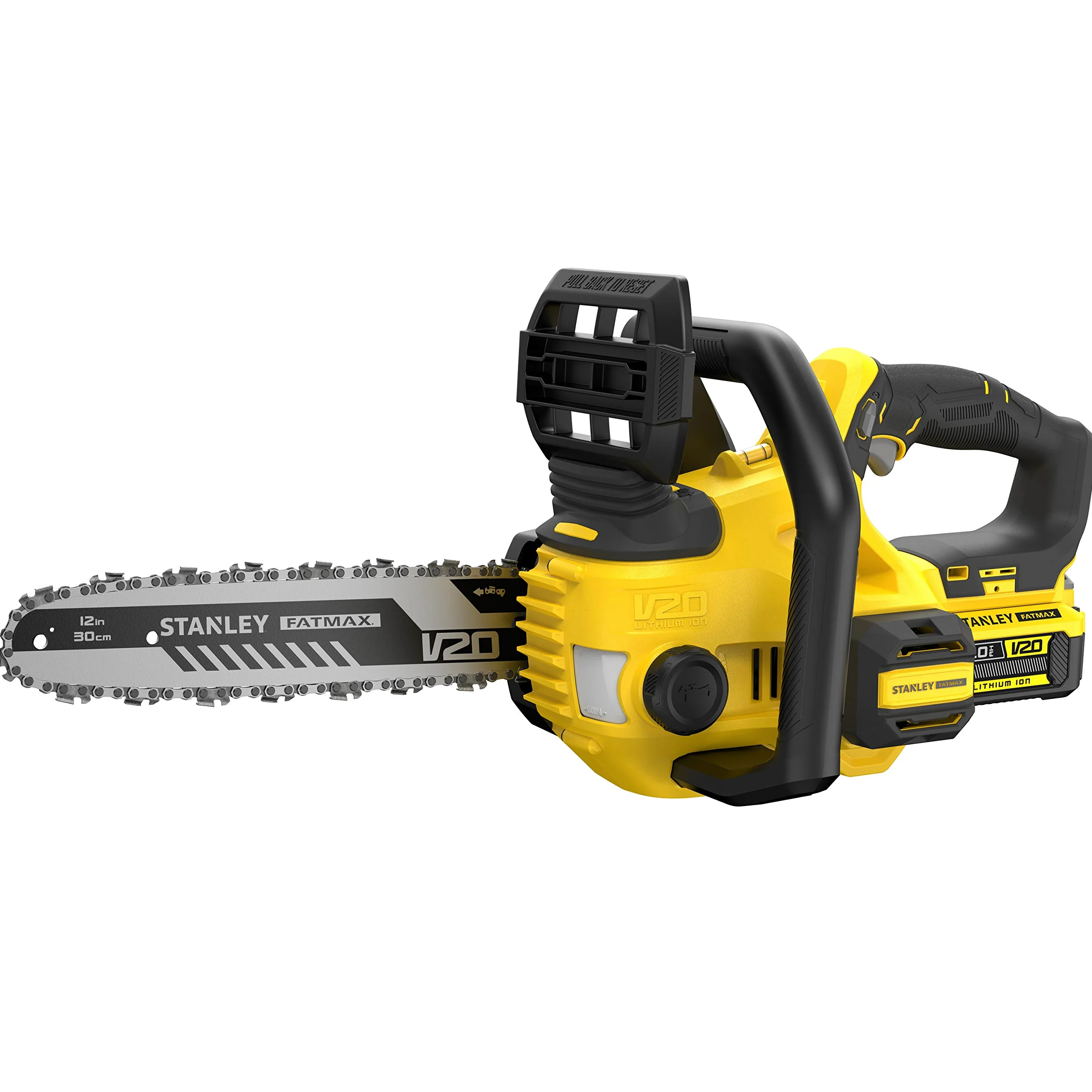 STANLEY FATMAX Tronçonneuse à batterie Lithium, longueur barre et capacité de coupe 30 cm, double poignée 18 V 2.0 Ah, SFMCCS630M1-QW
