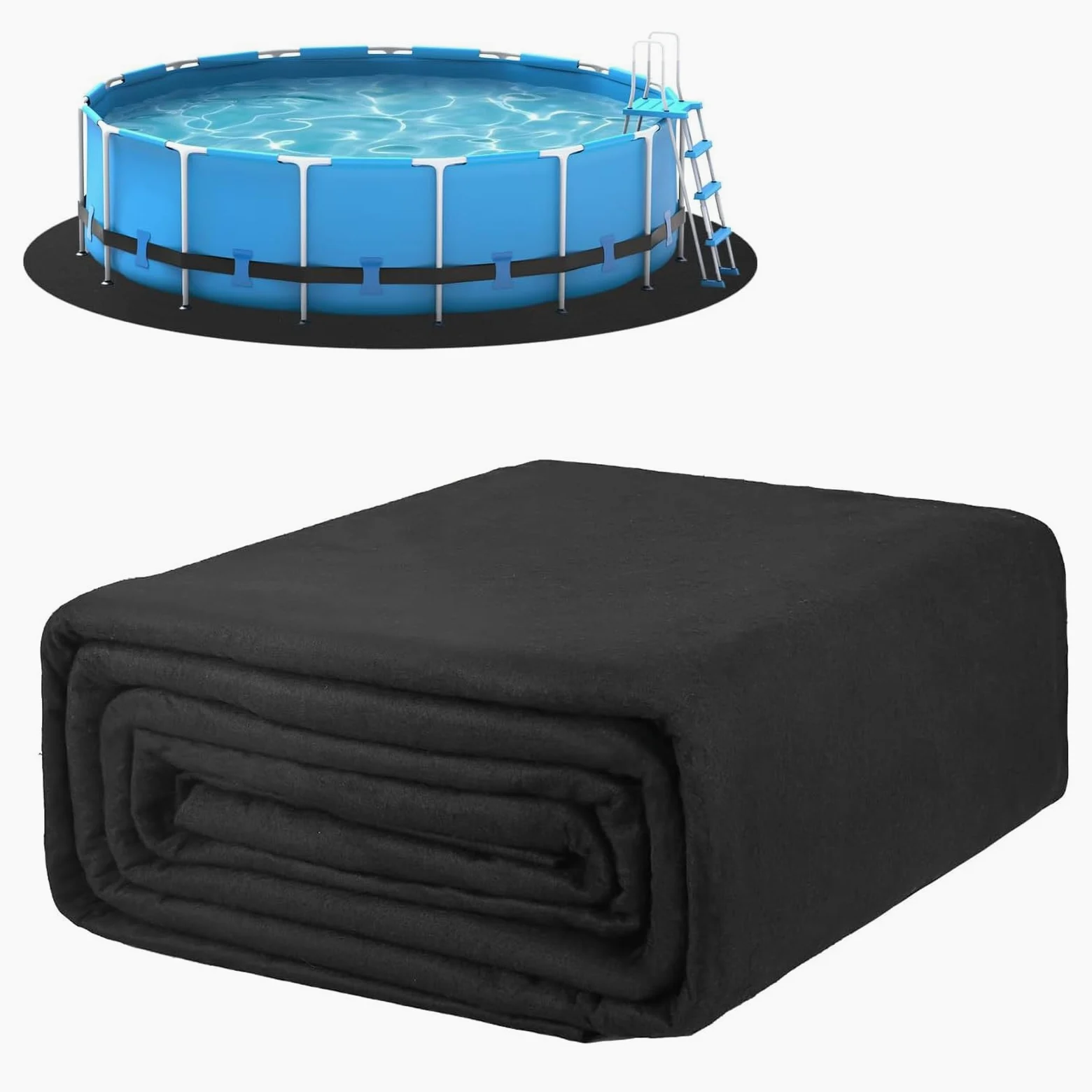 Tapis de piscine rond, tapis antidérapant Ø 500 cm, tapis de protection de sol pliable, tapis de sol pour piscine, jacuzzi, piscine extérieure (diamètre 500 cm)