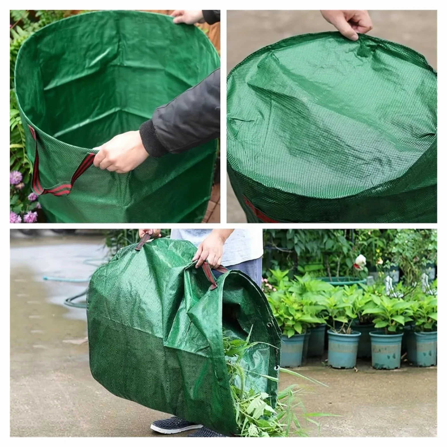 Sac de Jardin Sacs de jardin réutilisables - à déchets extérieurs avec poignées robustes for feuilles, camping et recyclage