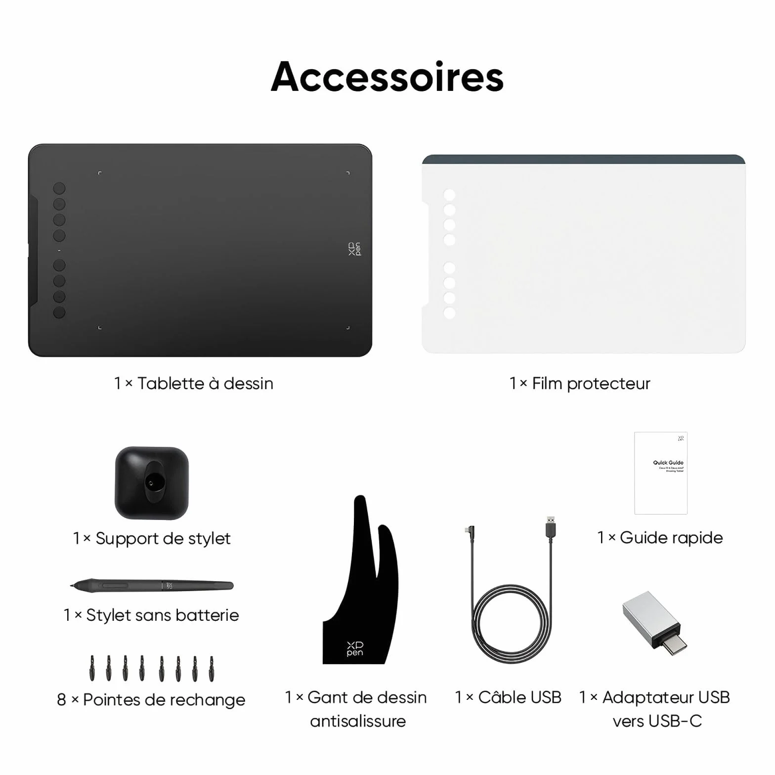 XPPen Deco 01v3 Tablette Graphique 10 Pouces 16384 Niveaux de Pression 8 Raccourcis Personalisables
