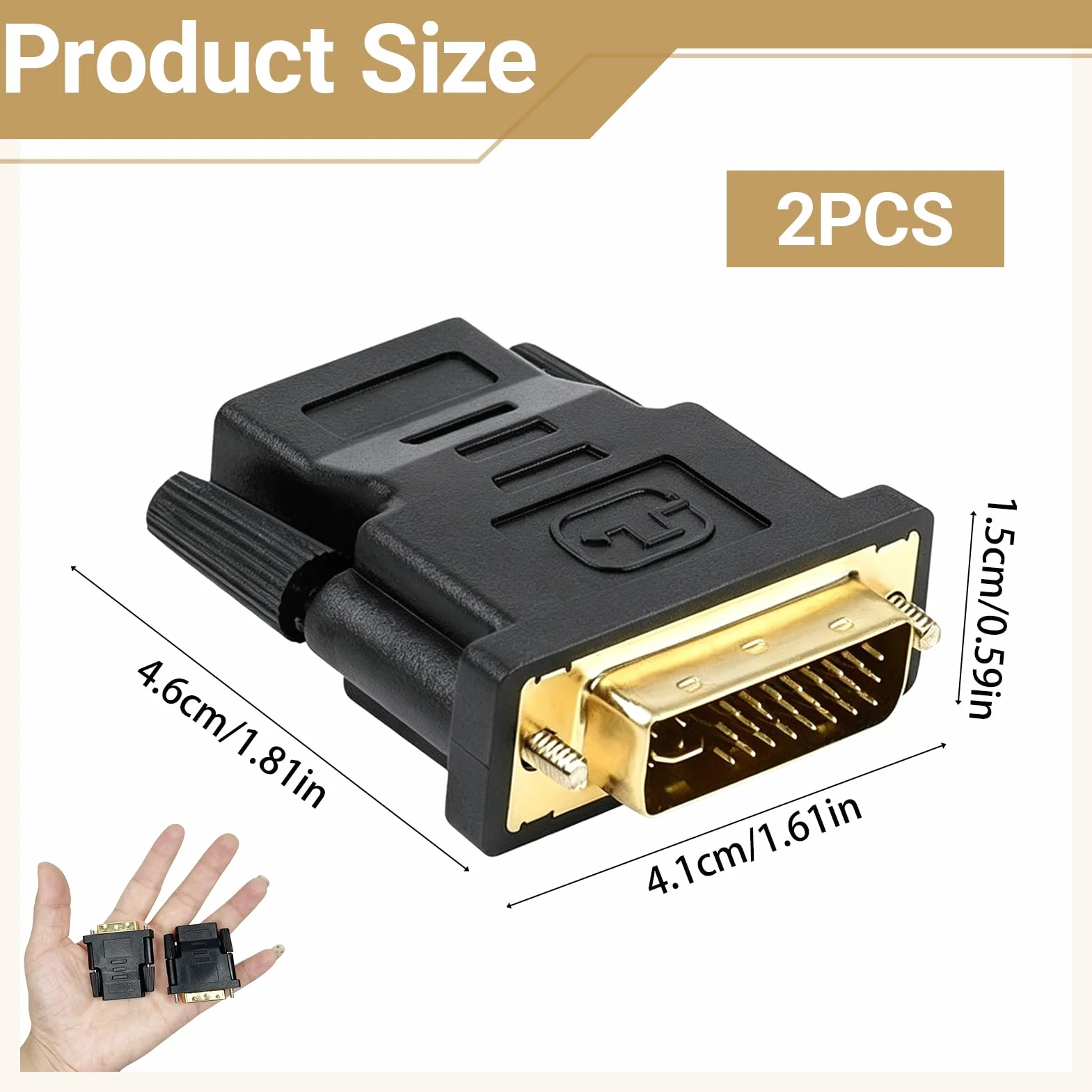 Adaptateur DVI vers HDMI 24+1, DVI-D mâle à femelle, contacts plaqués or pour PC, moniteurs, TV