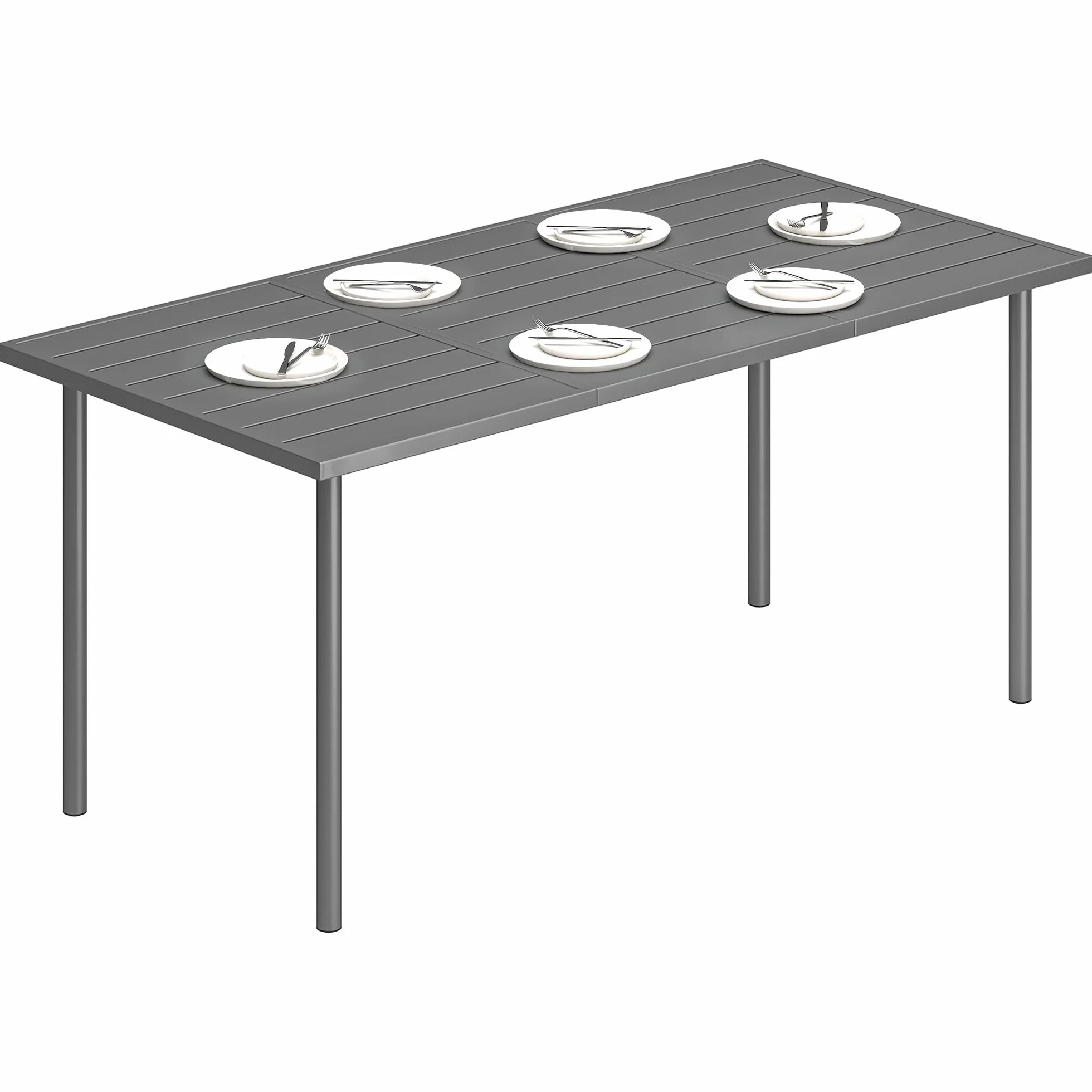 Outsunny Table de Jardin rectangulaire 165 x 80 cm métal Gris foncé