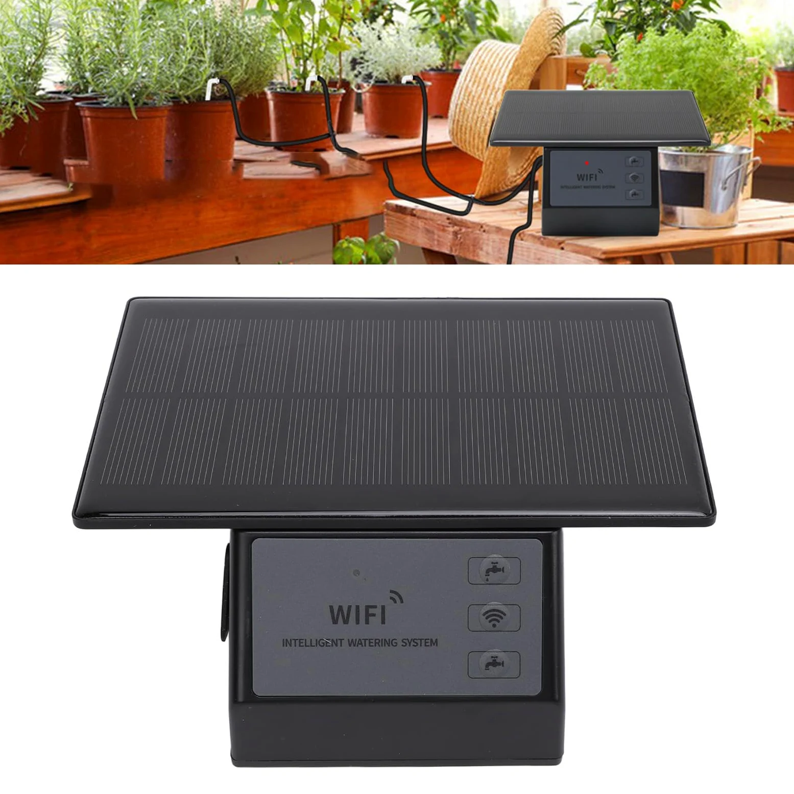 Kit D'irrigation Goutte à Goutte Automatique avec Batterie Wifi, Pompe à Eau Automatique Solaire pour Jardin, Maison, Plantes en Pot, Arrosage de Jardin, Jardin Extérieur, Kits