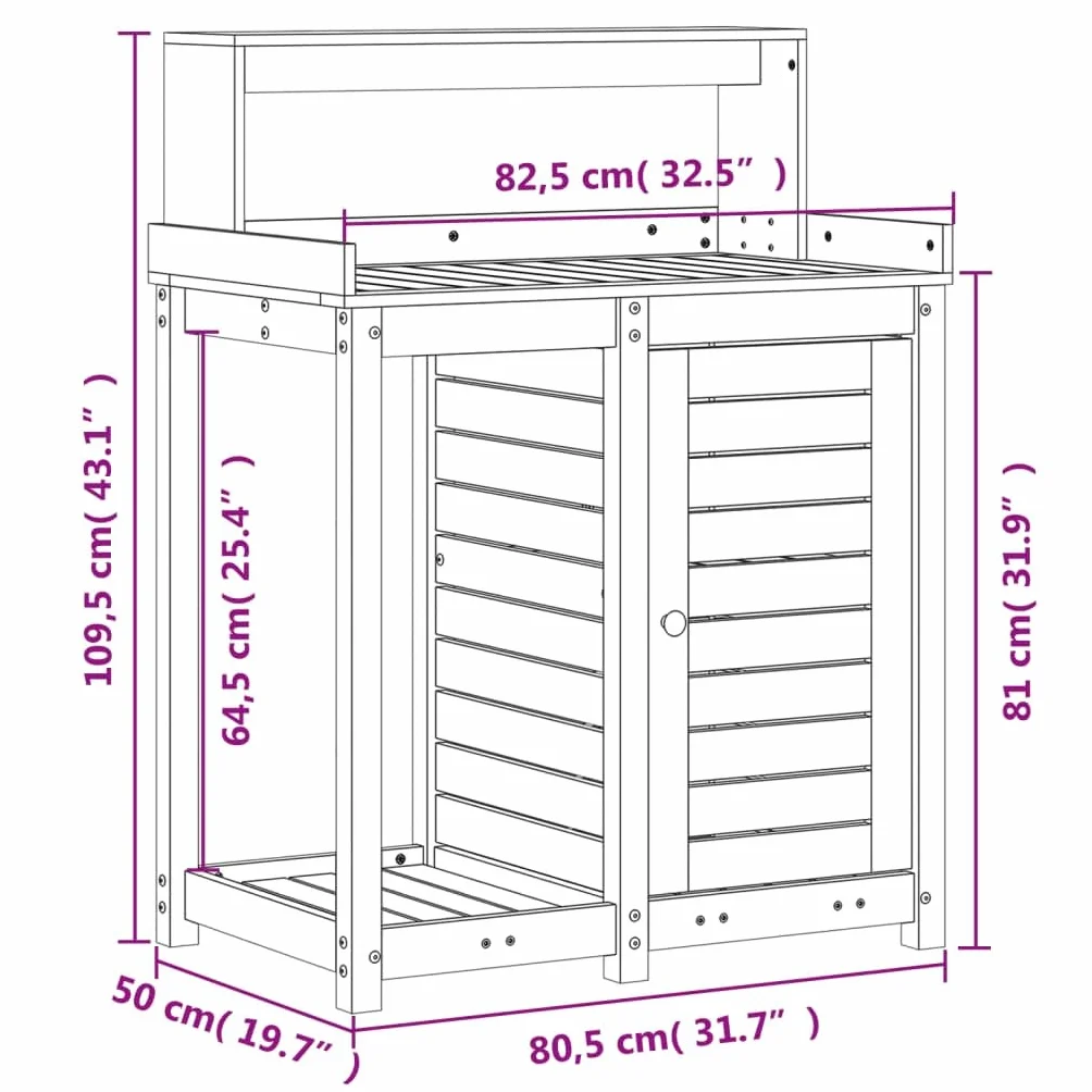 Table de rempotage avec étagères Bois Massif de pin Blanc