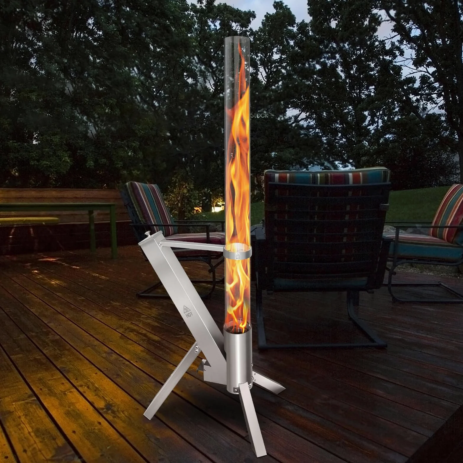 CTSC Kit Pellet Torch avec Tube en Verrea, Cheminée de Jardin, Fonctionne aux granulés, Flamme jusqu'à 1m, ajoute de la lumière et de l'ambiance pour Porche, terrasse, Jardin et arrière-Cour