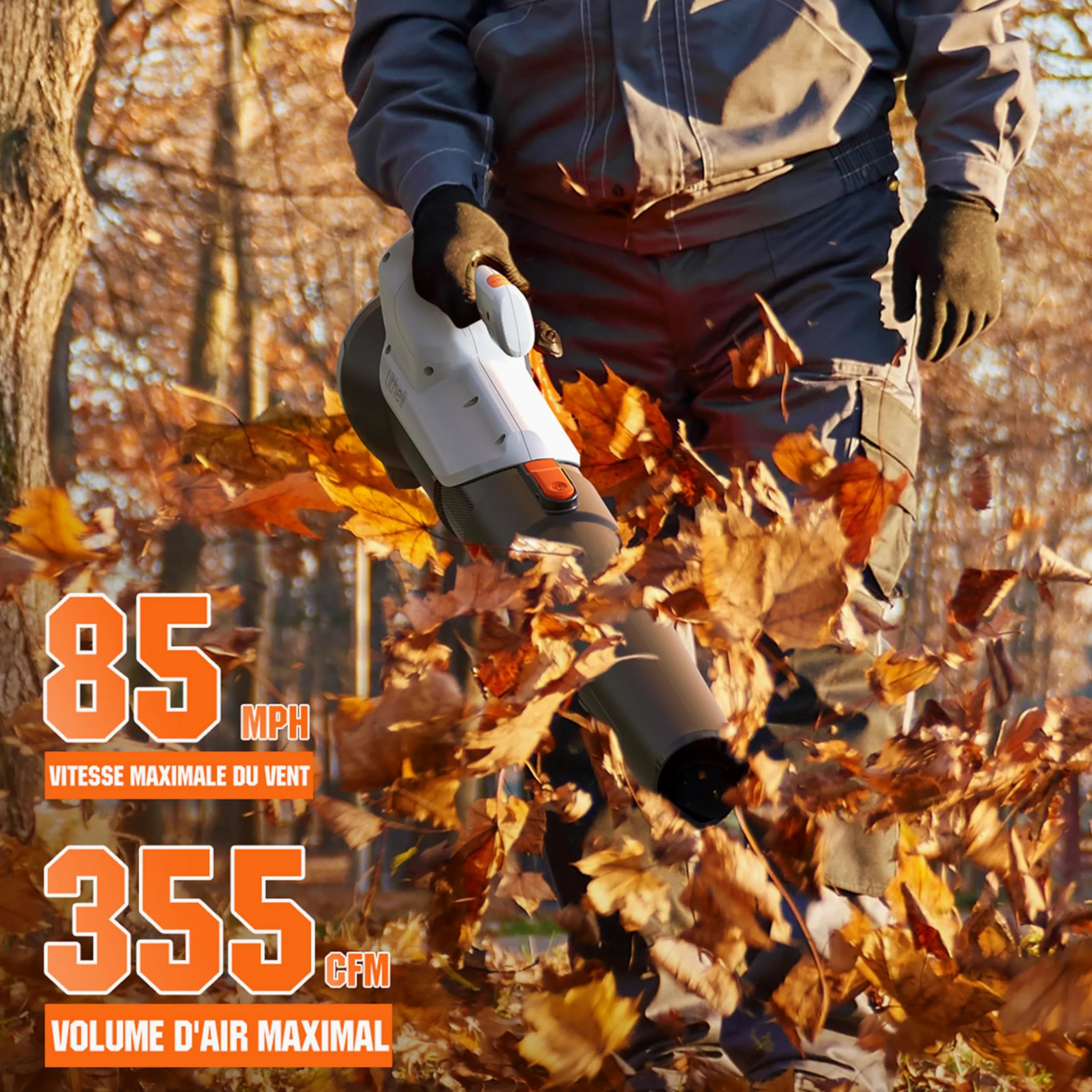 Litheli Souffleur de Feuilles sans Fil 20V, Souffleur à Batterie avec Batterie 2,0 Ah, Vitesse de l'Air de 137 km/h, Débit d'air de 604 m³/h, Leaf Blower pour Cour, Pelouse, Jardin