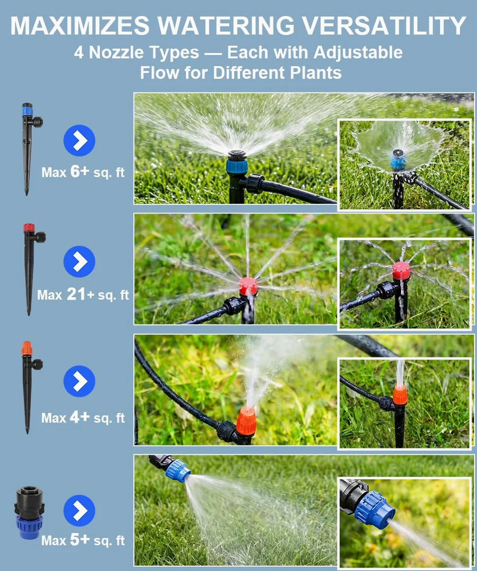 Système d'Arrosage Jardin 72 m avec 40 Buses et Raccords Fast-Lock | Compatible Gardena Micro Drip, Raccords 1/2" & 1/4", Pour Serre et Bac Surélevé, 12 m + 60 m, Plantes en Pot